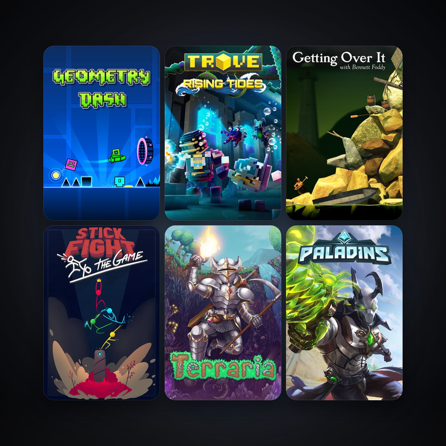 Terraria + Getting Over It with Bennett Foddy, 12 games, clean — HabibiAccounts