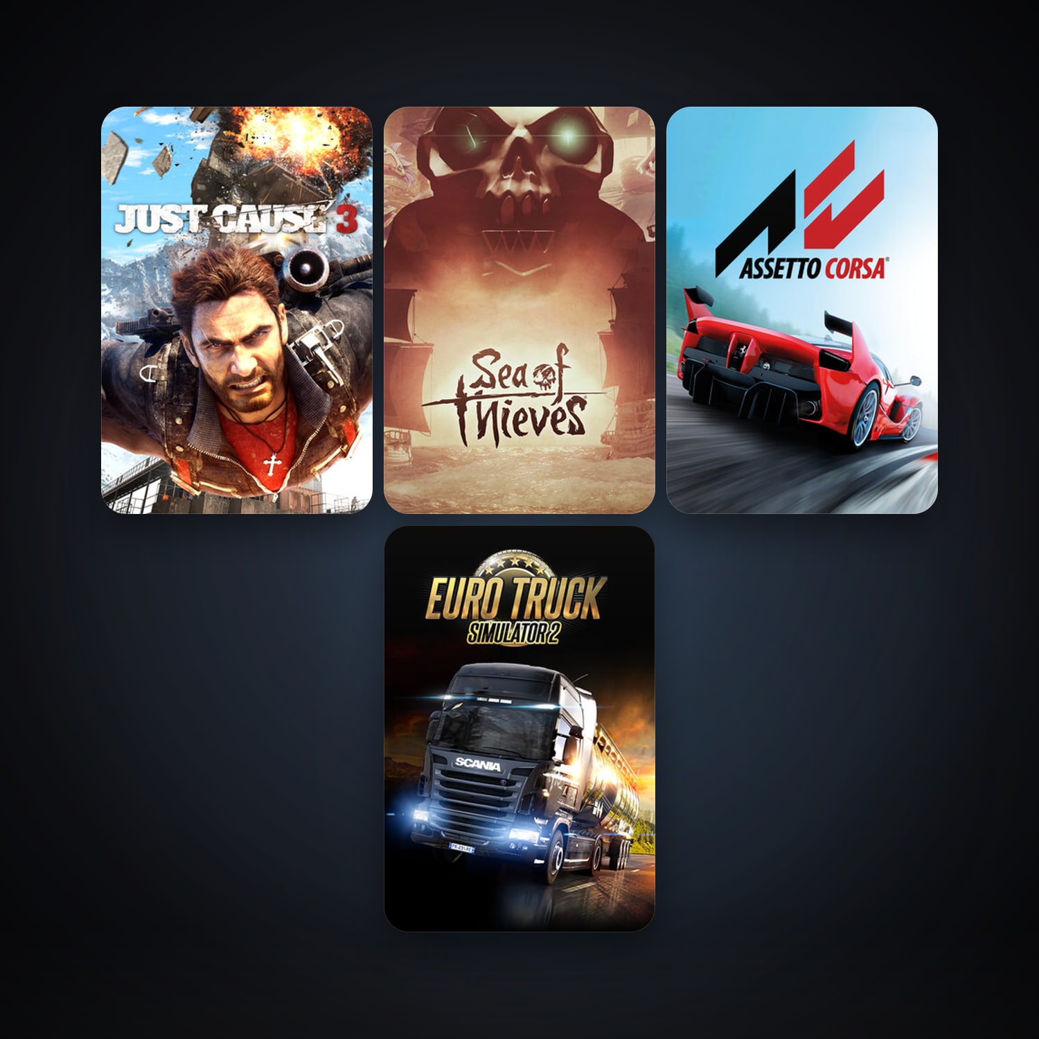 Just Cause 3 + Euro Truck Simulator 2, 7 games, clean — HabibiAccounts