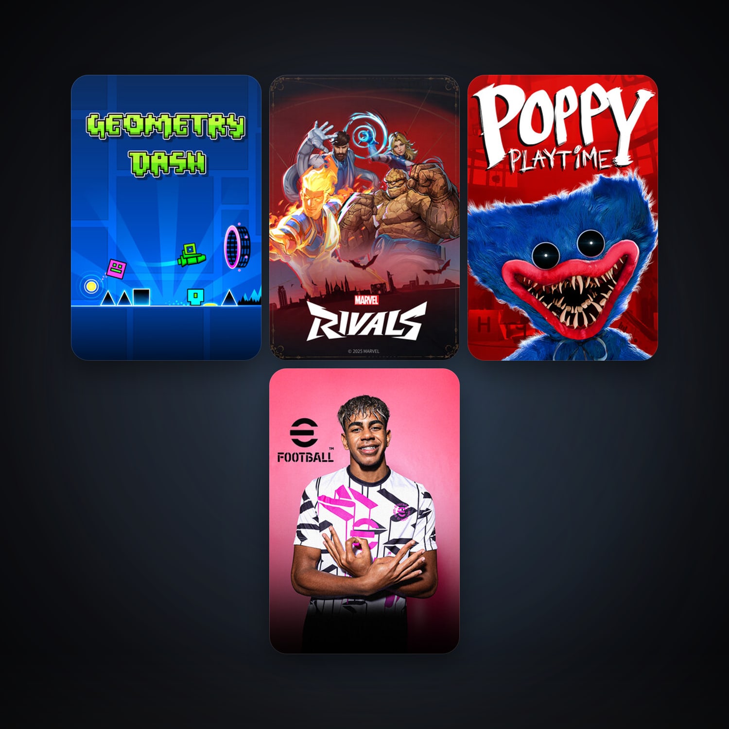 Geometry Dash + eFootball 2024, 5 games, clean — HabibiAccounts
