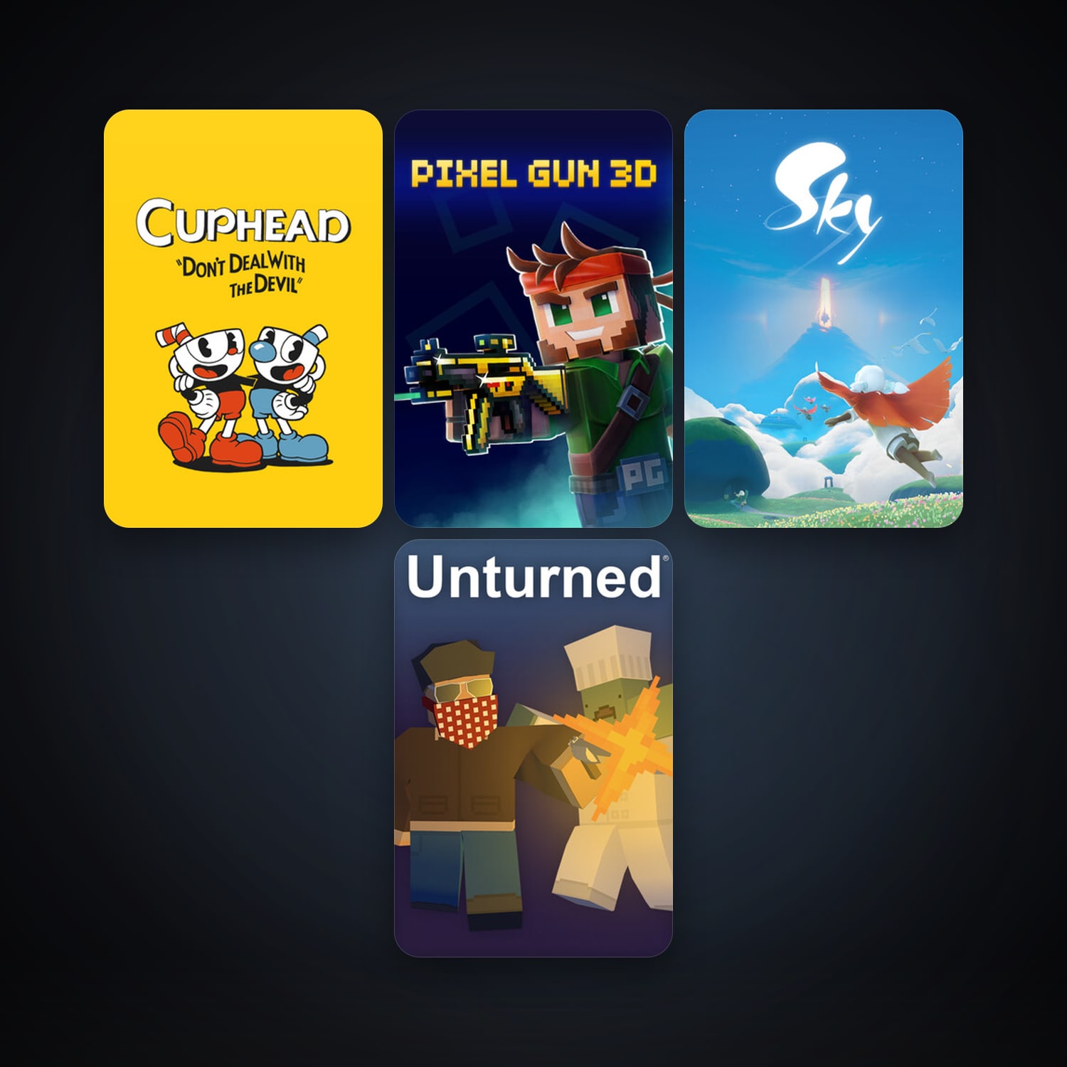 Cuphead + Unturned, 10 games, clean — HabibiAccounts