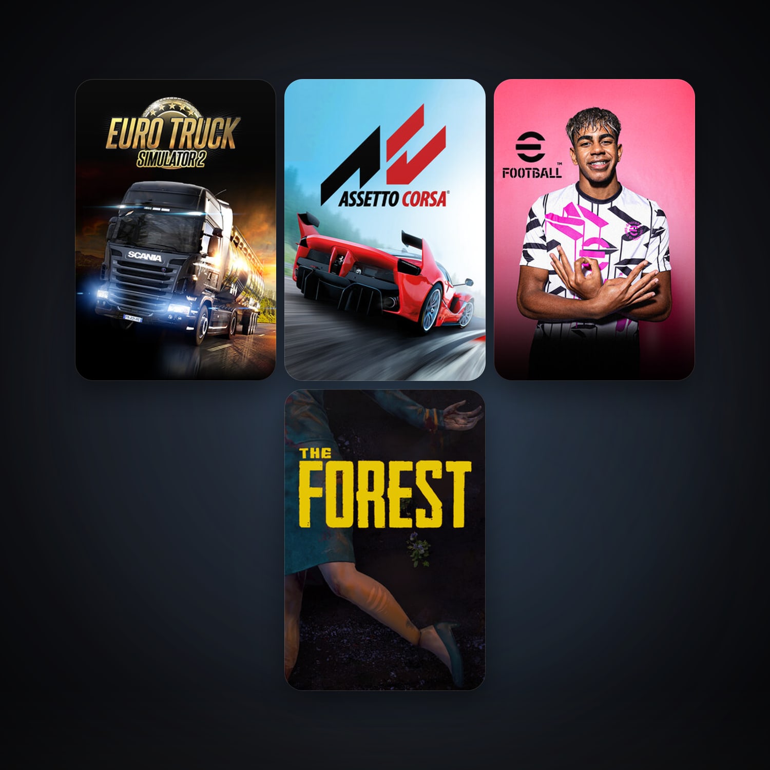Euro Truck Simulator 2 + The Forest, 6 games, clean — HabibiAccounts