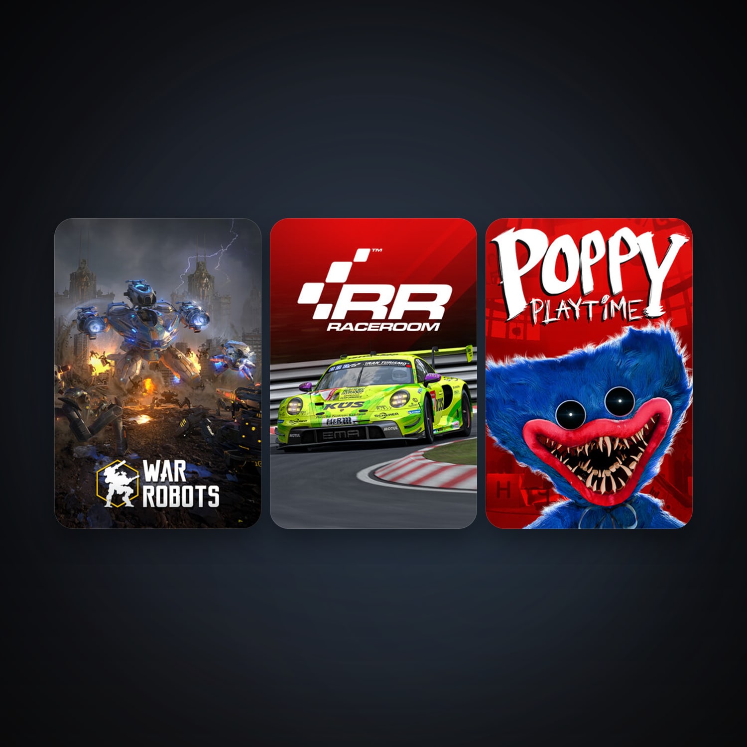 RaceRoom Racing Experience + War Robots, 8 games, clean — HabibiAccounts