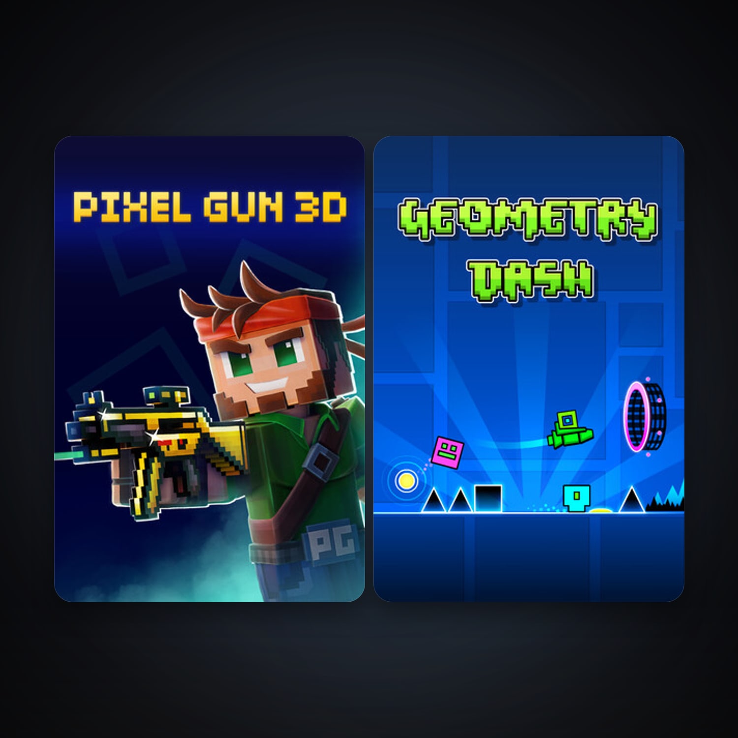 Geometry Dash + Pixel Gun 3D: PC Edition, 8 games, clean — HabibiAccounts