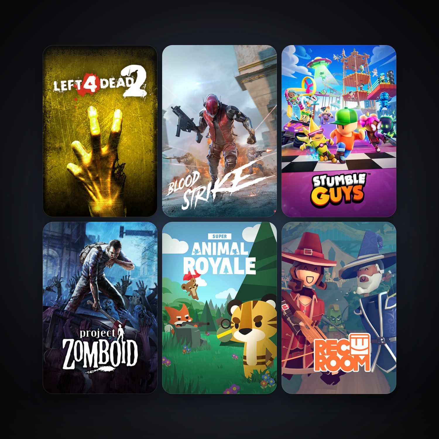 Left 4 Dead 2 + Project Zomboid, 21 games, clean — HabibiAccounts