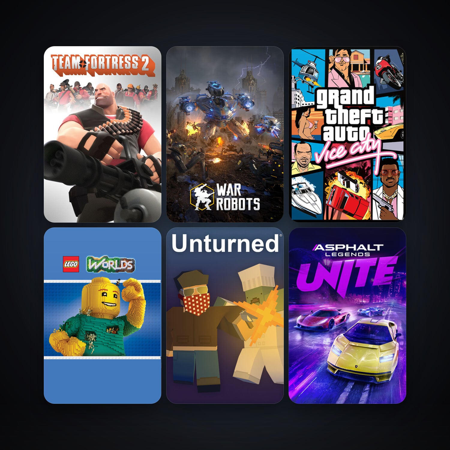 Team Fortress 2 + Grand Theft Auto: Vice City, 25 games, clean — HabibiAccounts