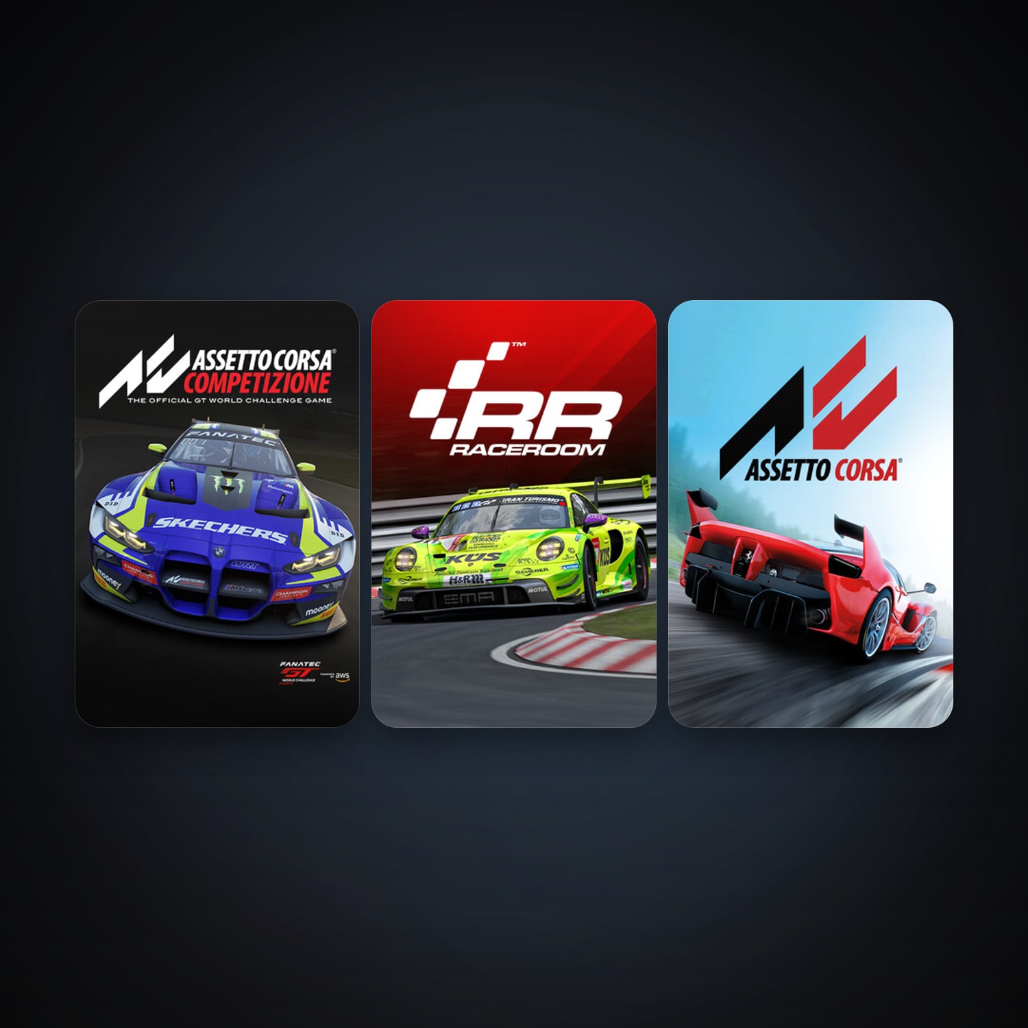 RaceRoom Racing Experience + Assetto Corsa, 4 games, clean — HabibiAccounts