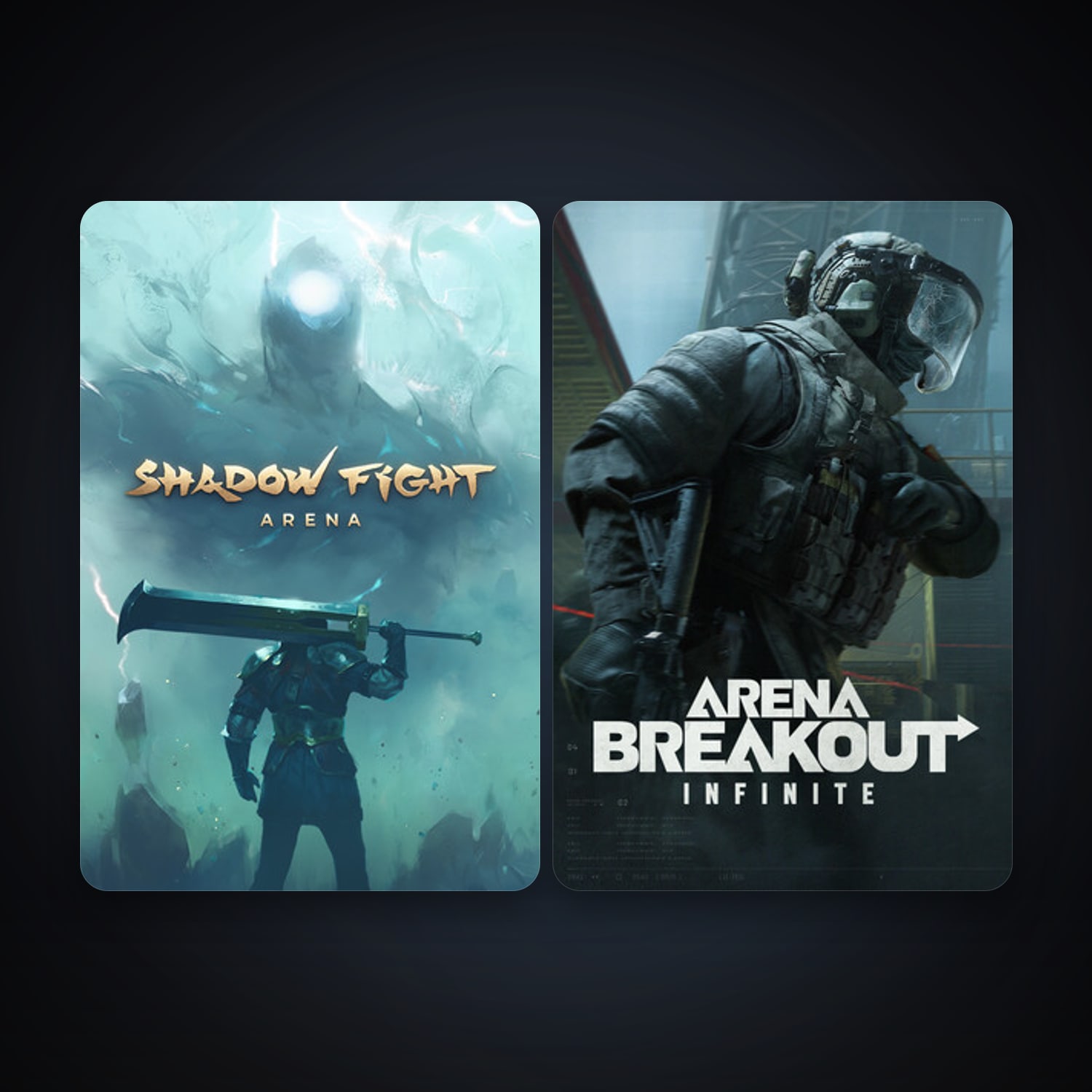 Shadow Fight Arena + Arena Breakout: Infinite, 2 games, clean — HabibiAccounts