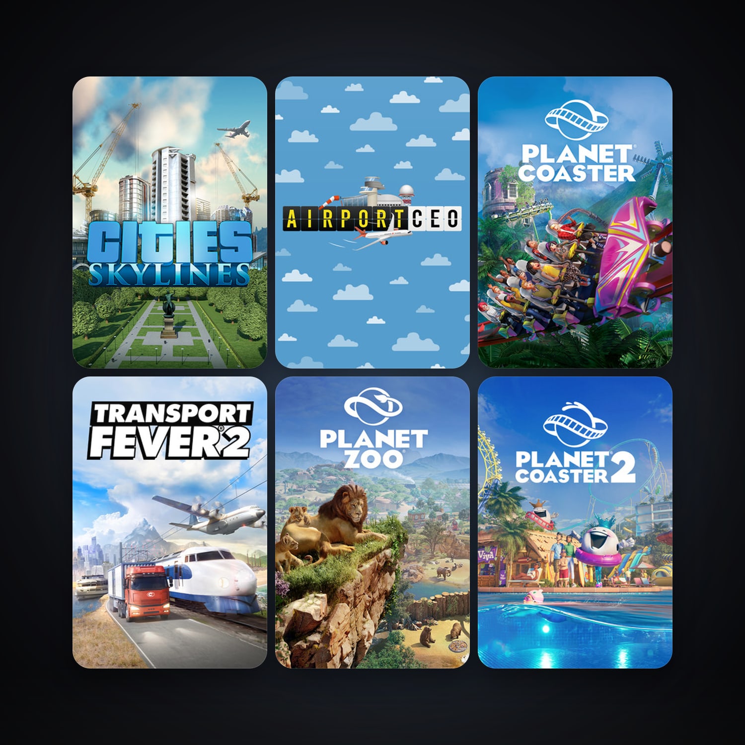 Cities: Skylines + Planet Coaster, 10 games, clean — HabibiAccounts