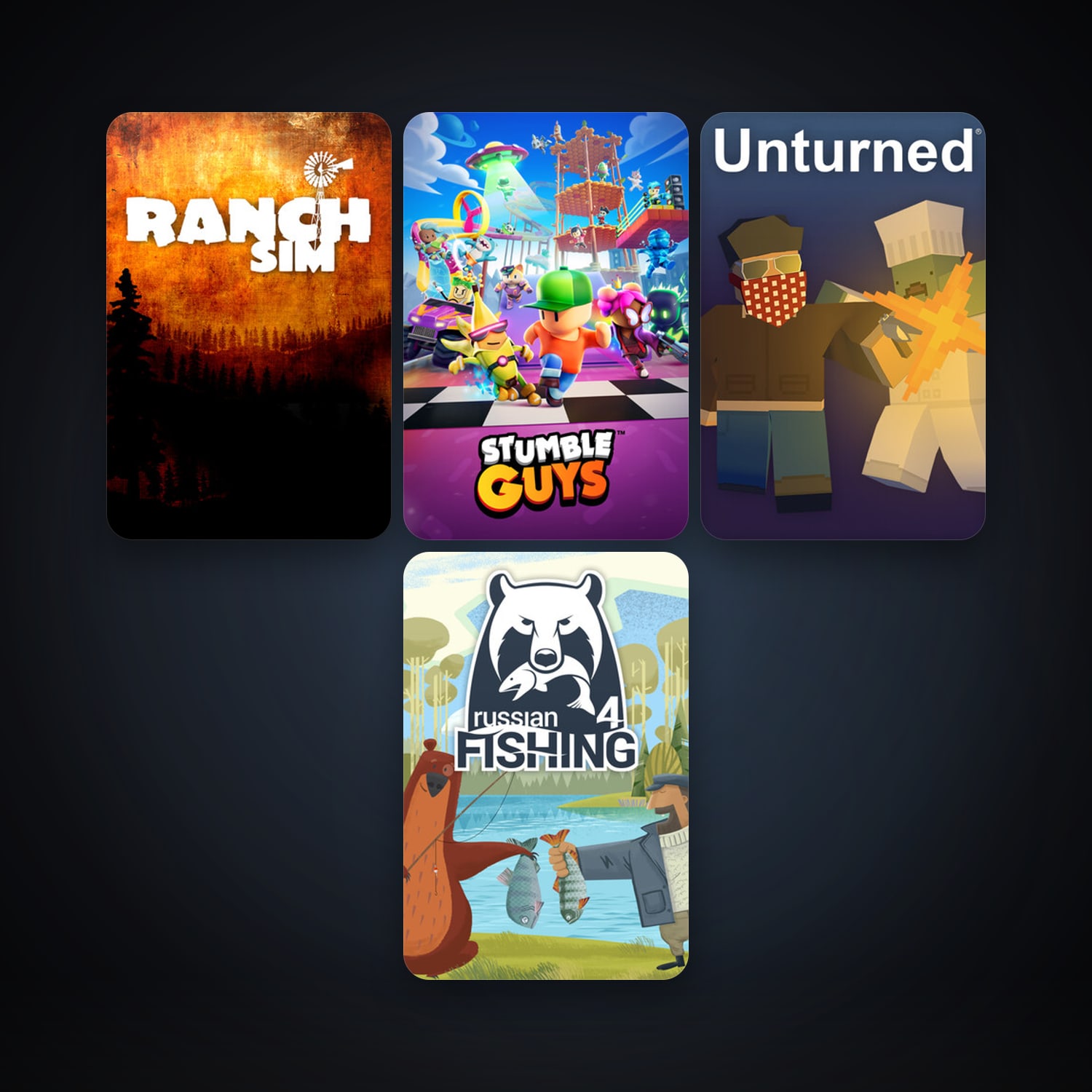 Unturned + Russian Fishing 4, 13 games, clean — HabibiAccounts