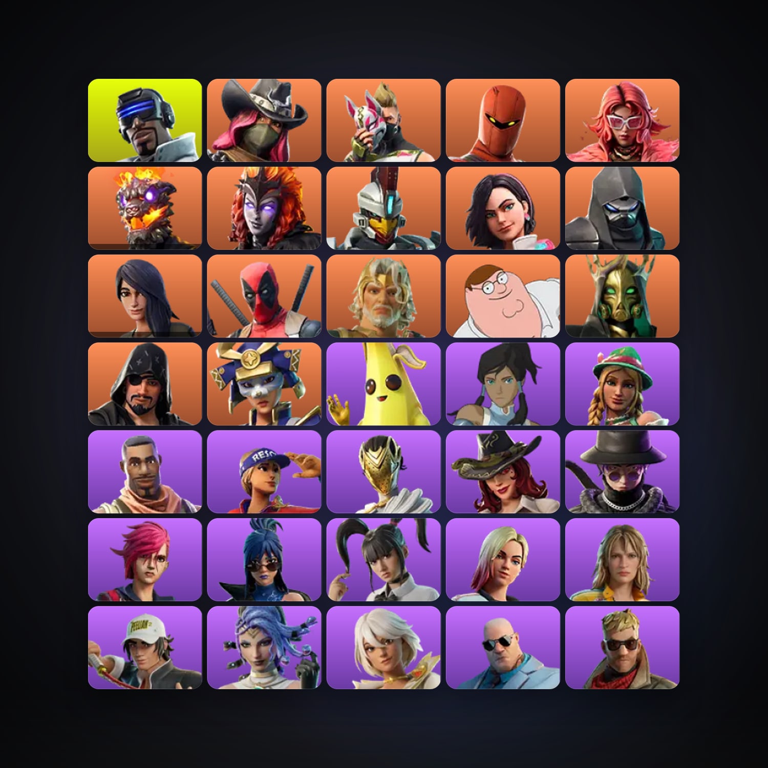 Fortnite account with Drift & Peely — 70 skins — 1K V-Bucks — lvl 555 — HabibiAccounts
