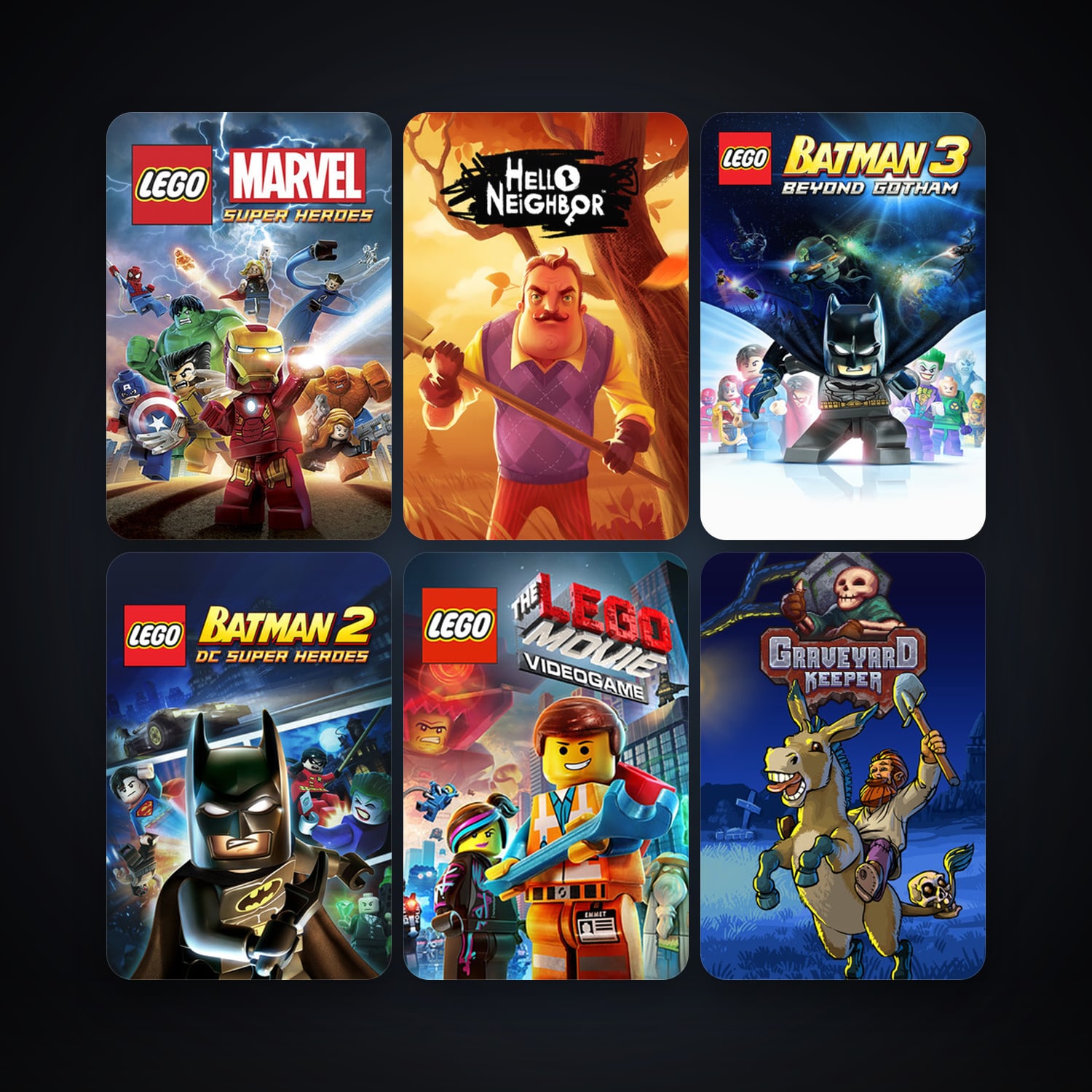 LEGO Batman 2: DC Super Heroes + LEGO Marvel Super Heroes, 10 games, clean — HabibiAccounts