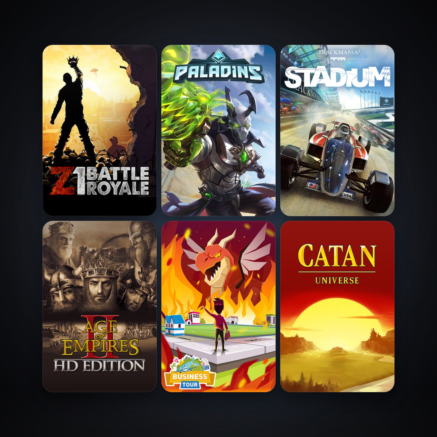 Age of Empires II + TrackMania² Stadium, 8 games, clean — HabibiAccounts