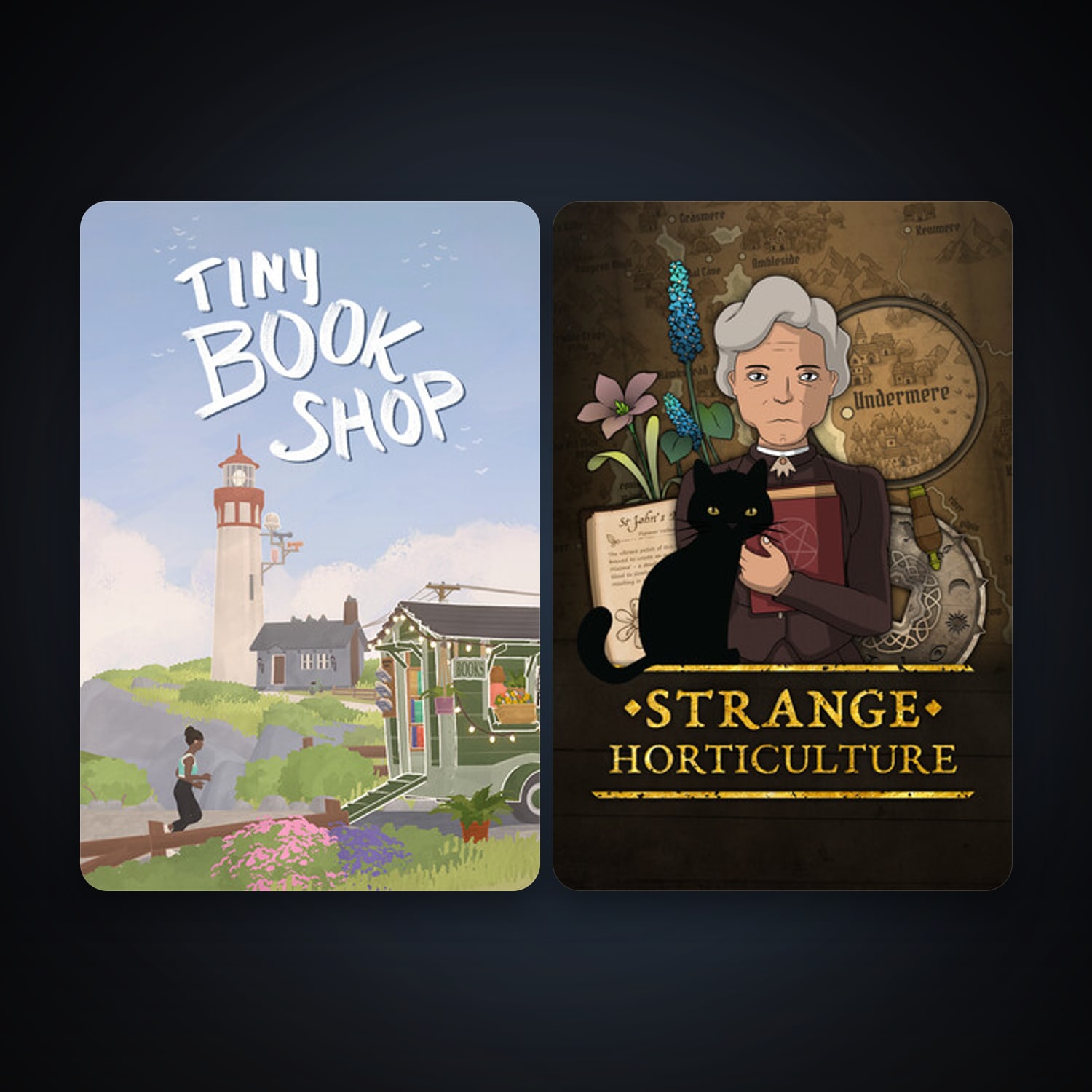 Strange Horticulture + Tiny Bookshop, 2 games, clean — HabibiAccounts