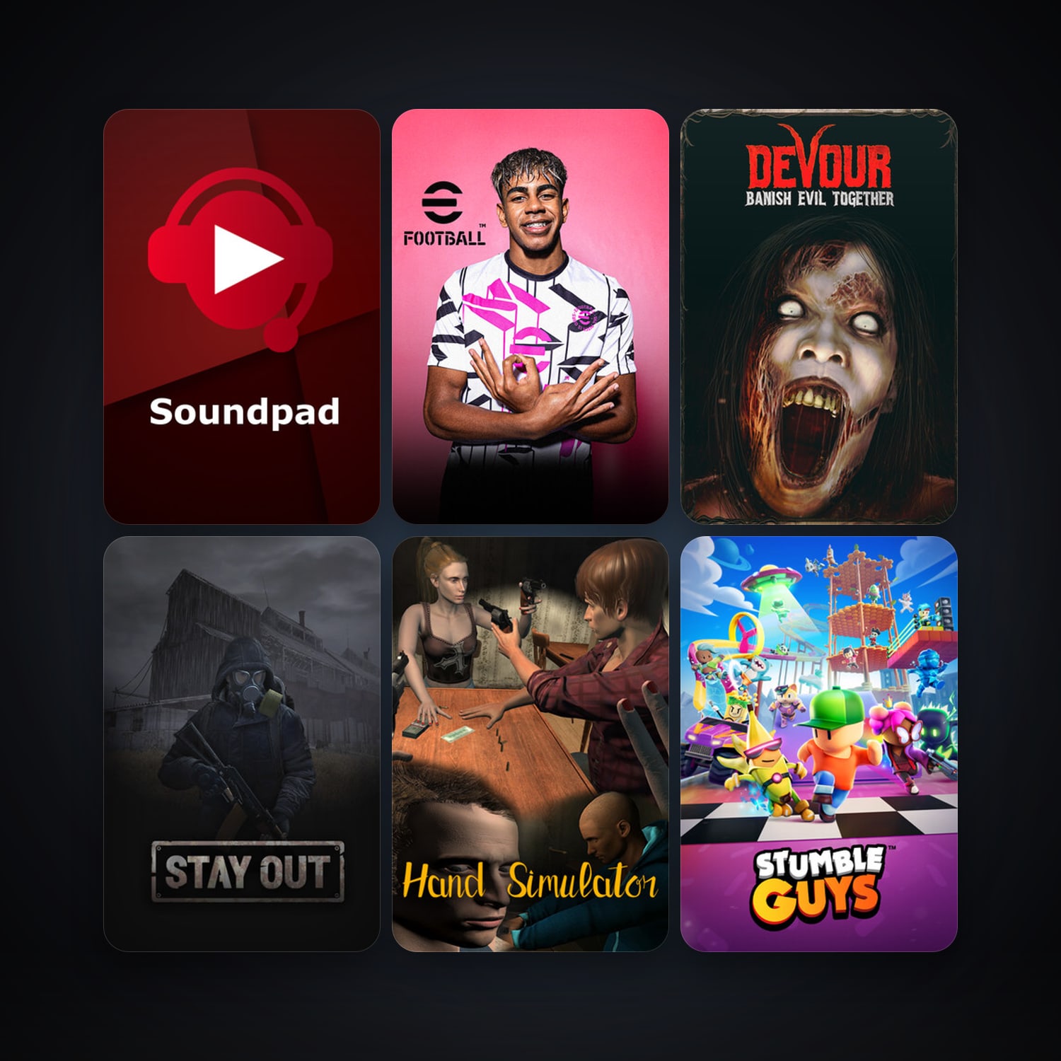 Soundpad + Hand Simulator, 11 games, clean — HabibiAccounts