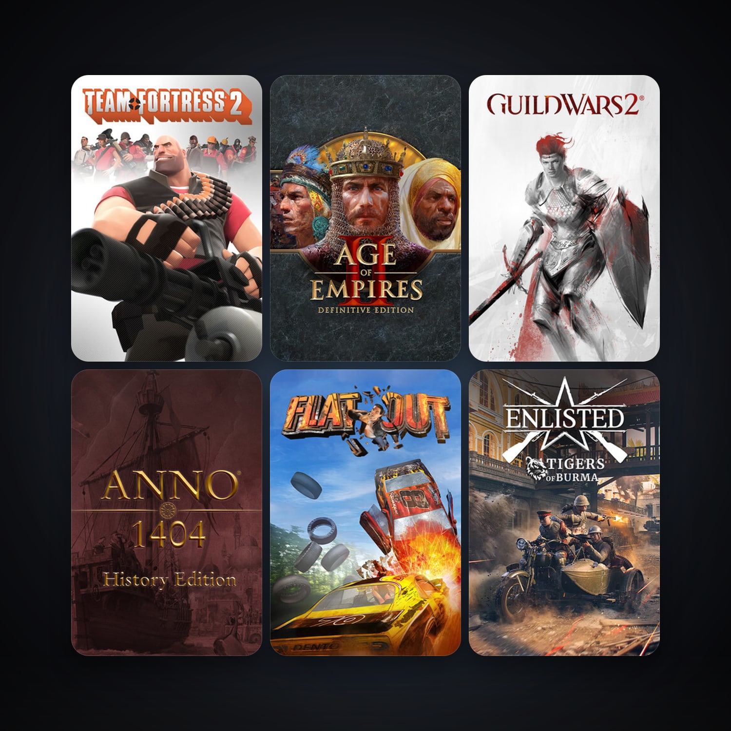Team Fortress 2 + FlatOut, 7 games, clean — HabibiAccounts