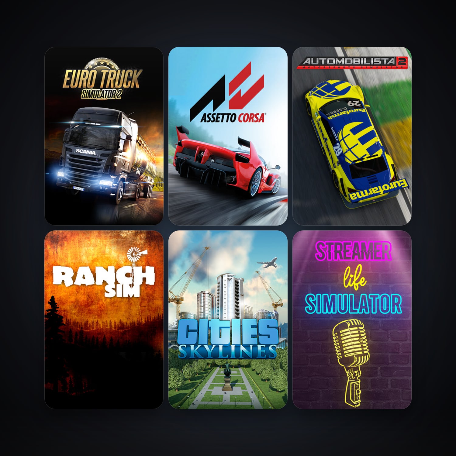 Euro Truck Simulator 2 + Assetto Corsa, 42 games, clean — HabibiAccounts