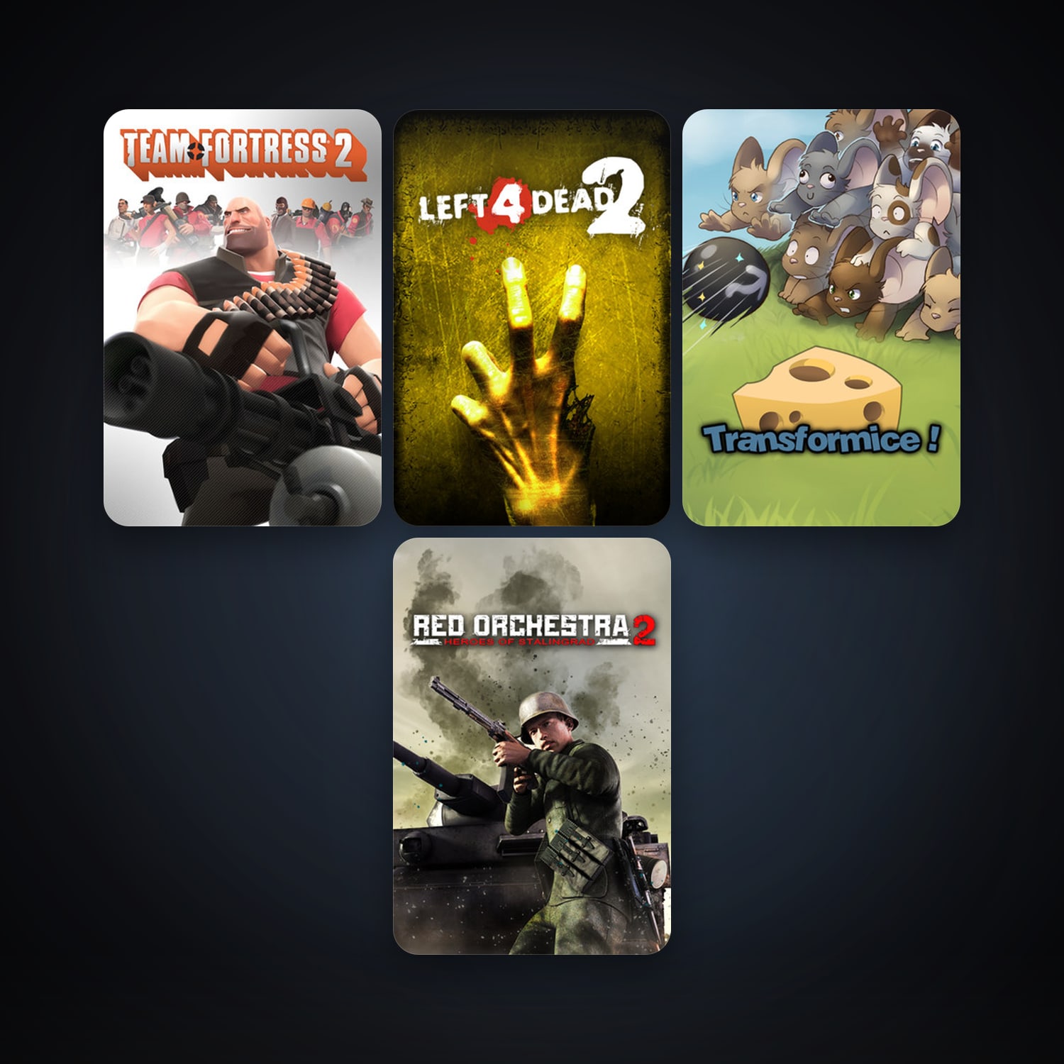 Team Fortress 2 + Left 4 Dead 2, 16 games, Steam 11, clean — HabibiAccounts