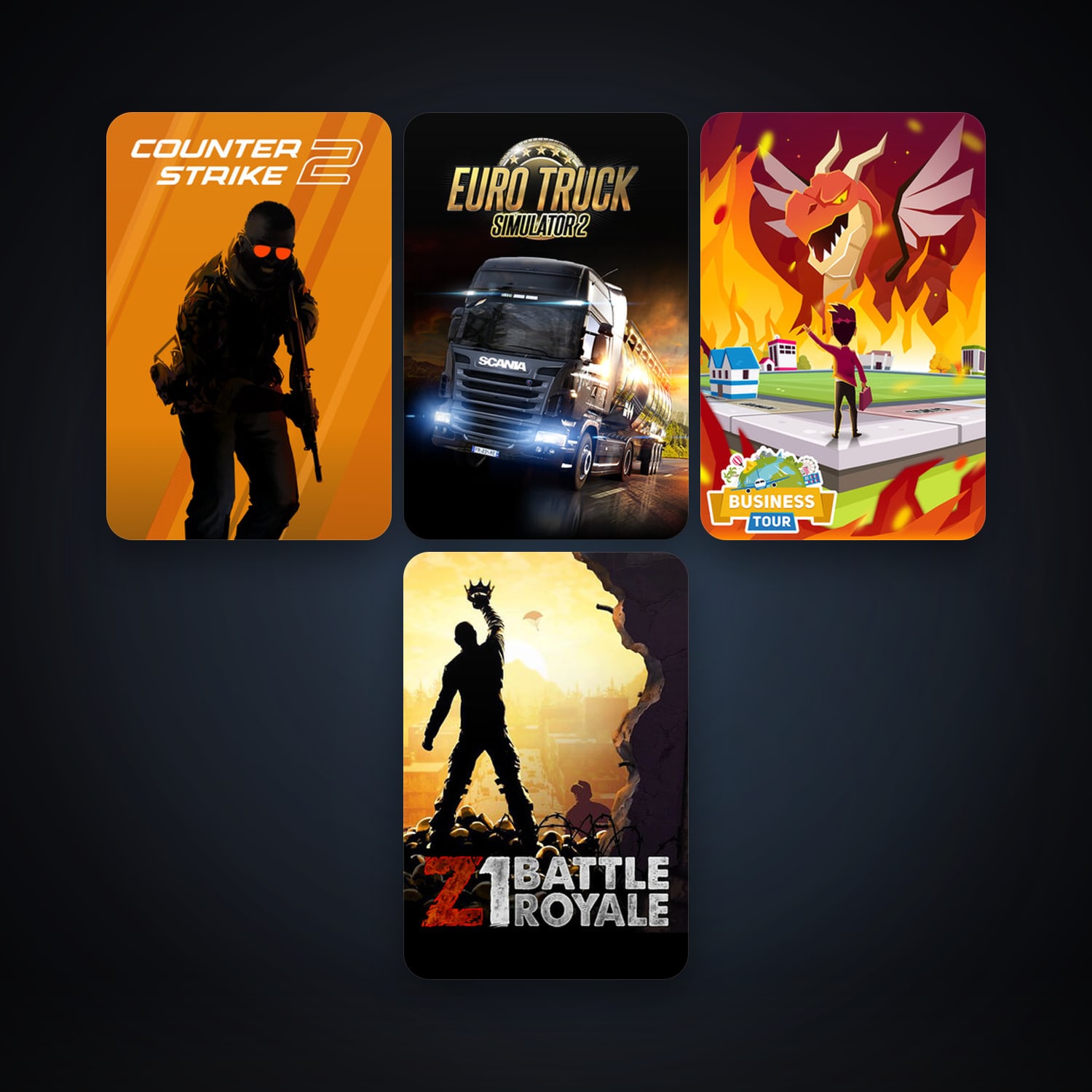 CS2 Prime + Euro Truck Simulator 2, 4 games, clean — HabibiAccounts