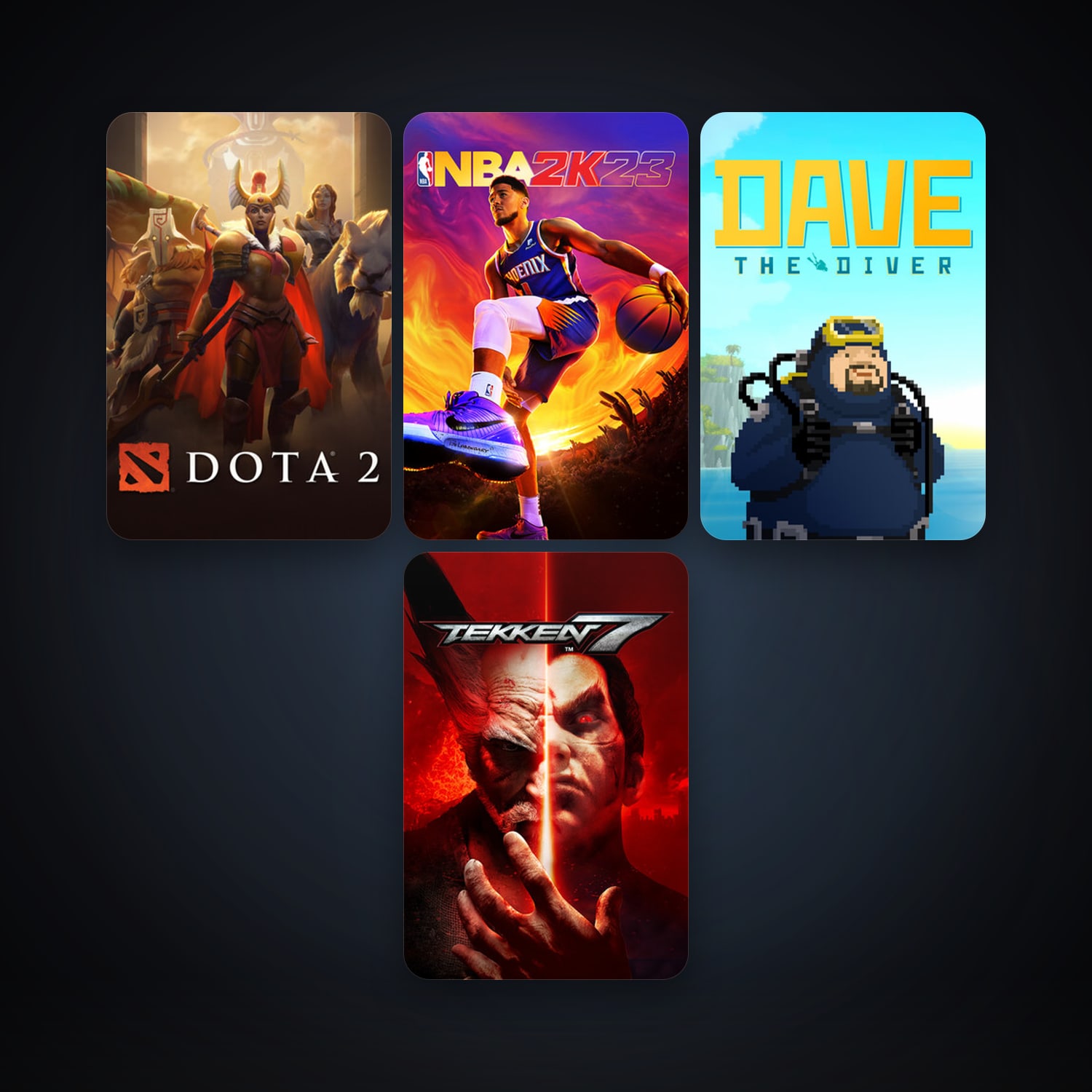 Dota 2 + TEKKEN 7, 7 games, clean — HabibiAccounts
