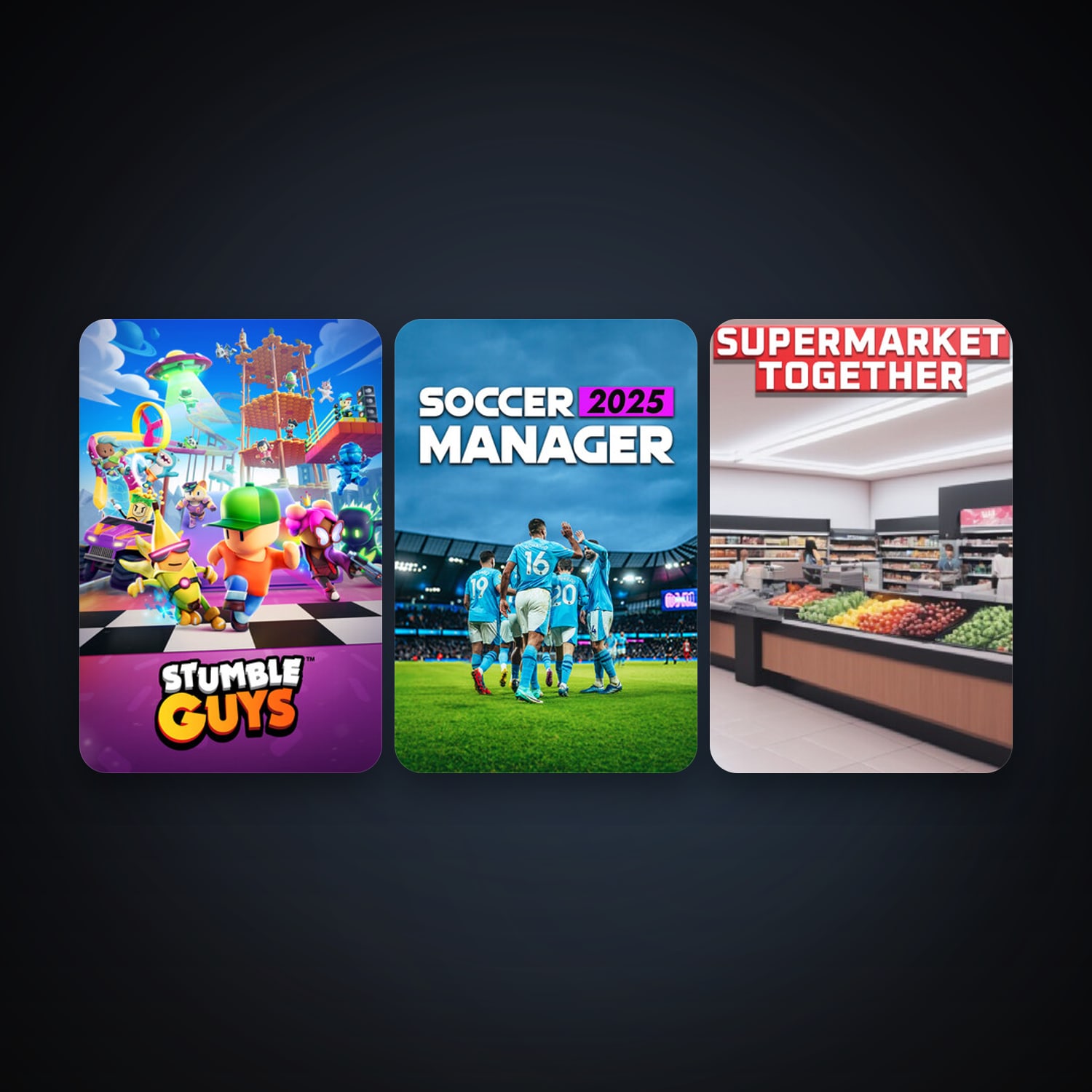 Stumble Guys + Supermarket Together, 11 games, clean — HabibiAccounts