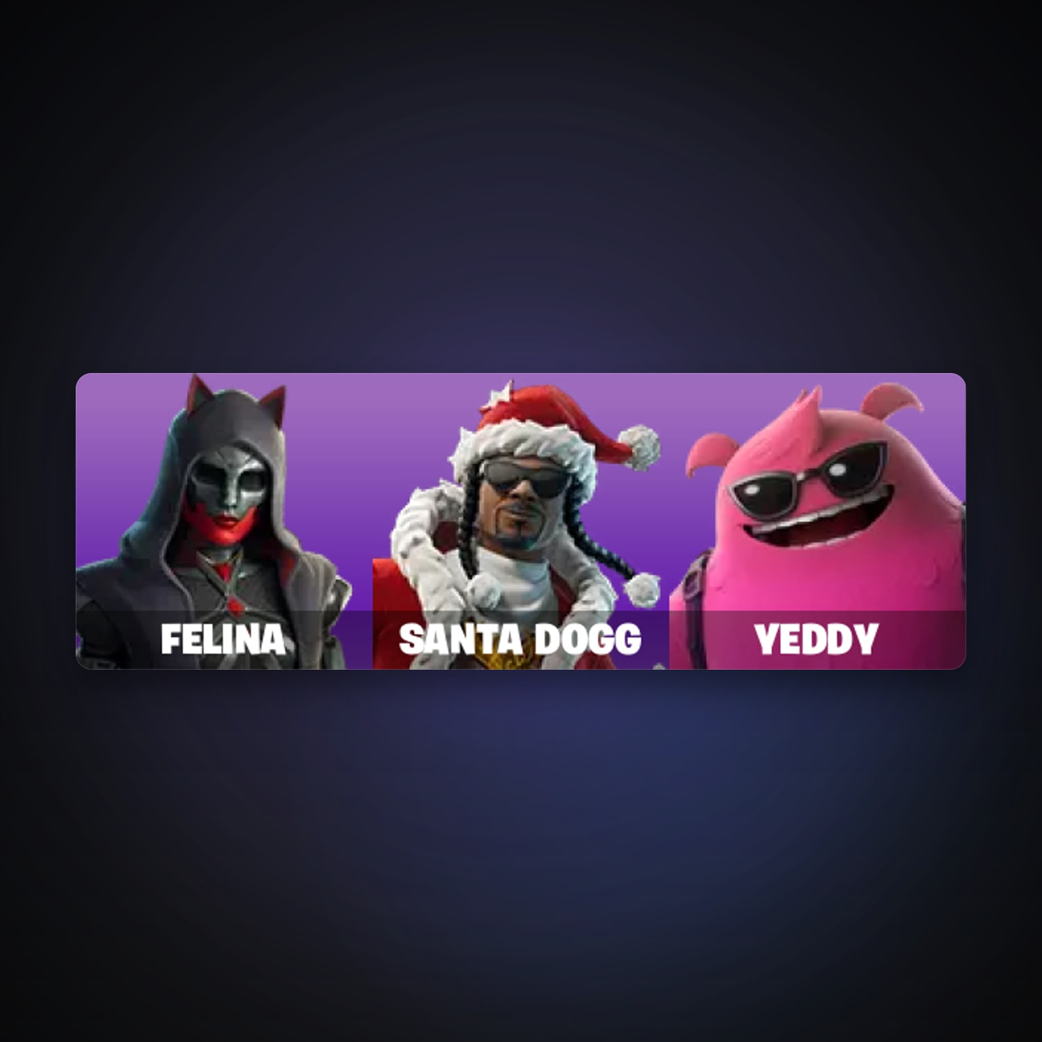 Fortnite account with Santa Dogg & Felina — 3 skins — 400 V-Bucks — lvl 134 — HabibiAccounts