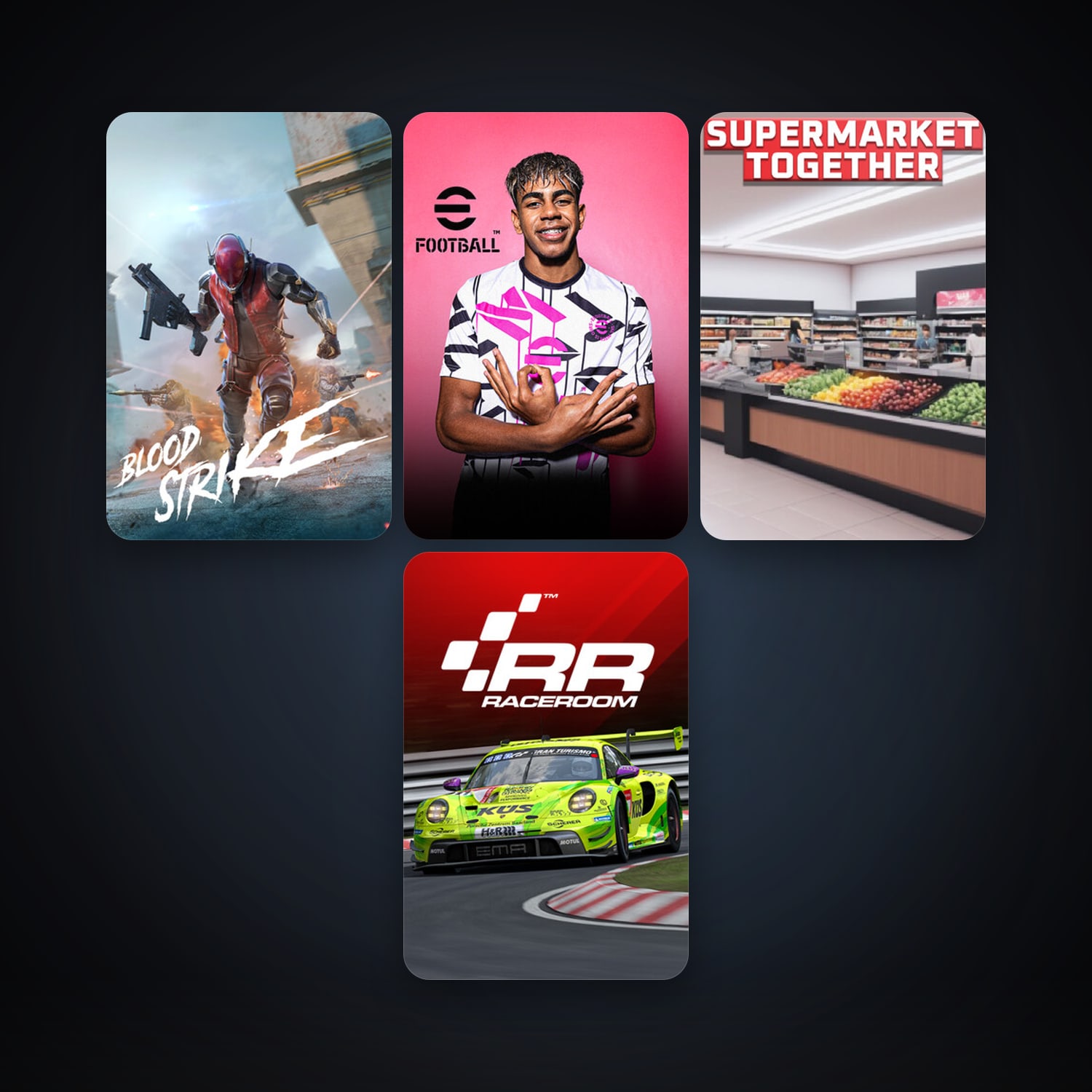 RaceRoom Racing Experience + eFootball 2024, 5 games, clean — HabibiAccounts