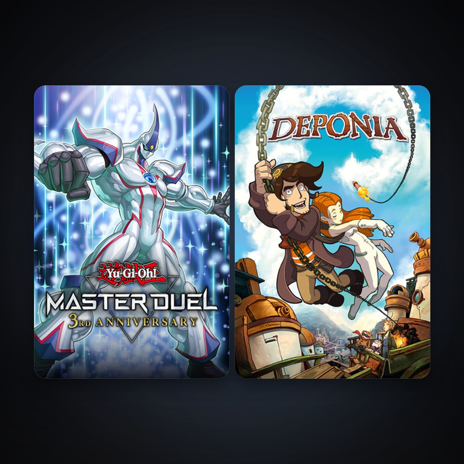 Deponia + Yu-Gi-Oh! Master Duel, 7 games, clean — HabibiAccounts