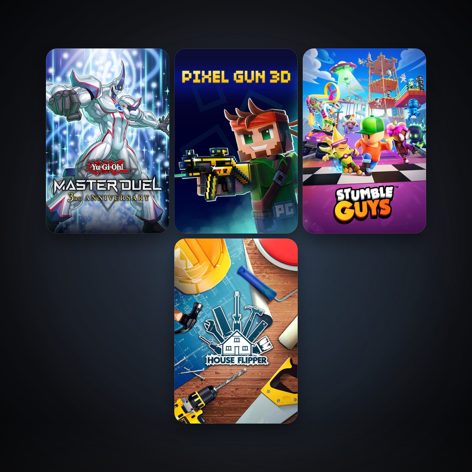 House Flipper + Yu-Gi-Oh! Master Duel, 7 games, clean — HabibiAccounts