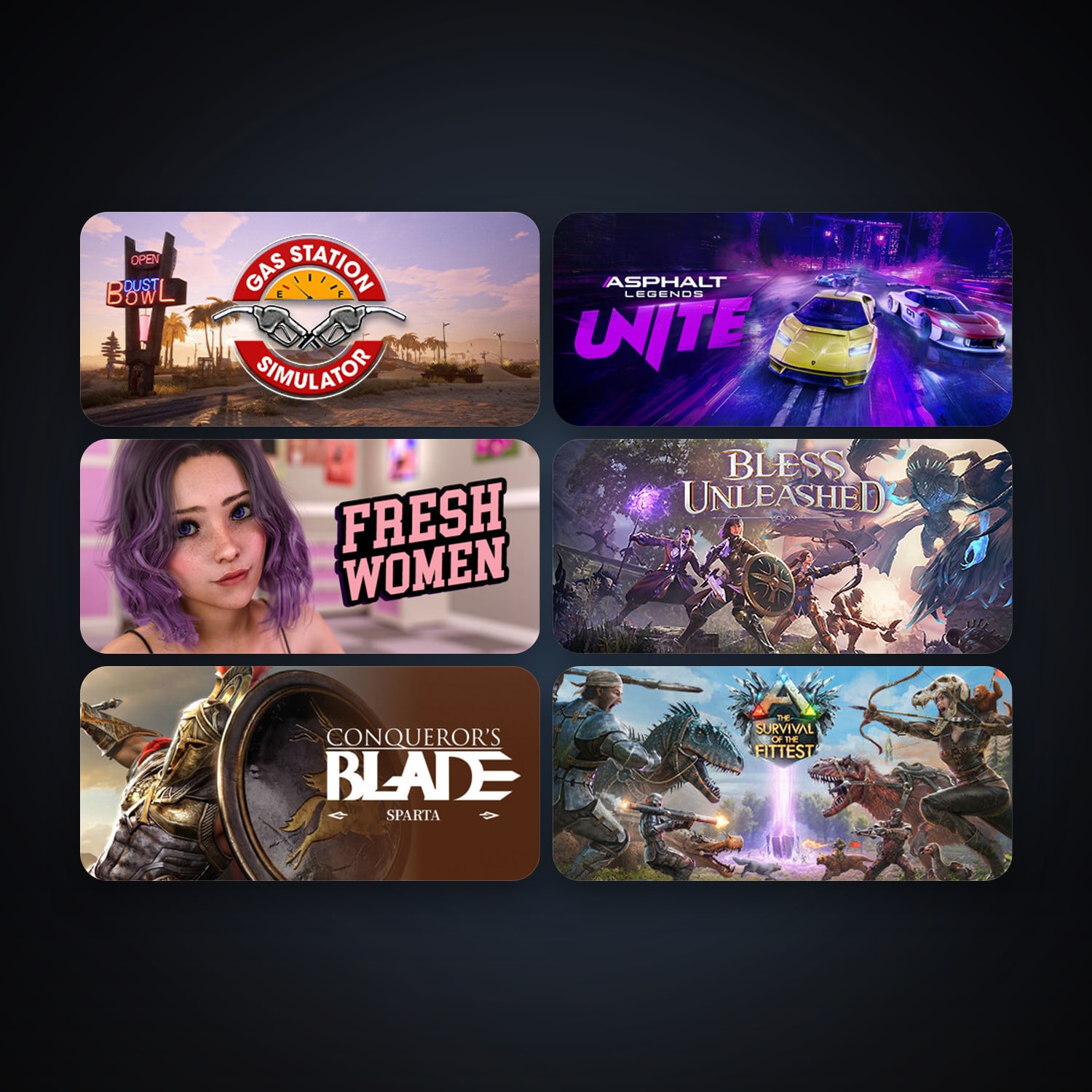 ARK: The Survival Of The Fittest + Conqueror's Blade (2020), 11 games, clean — HabibiAccounts