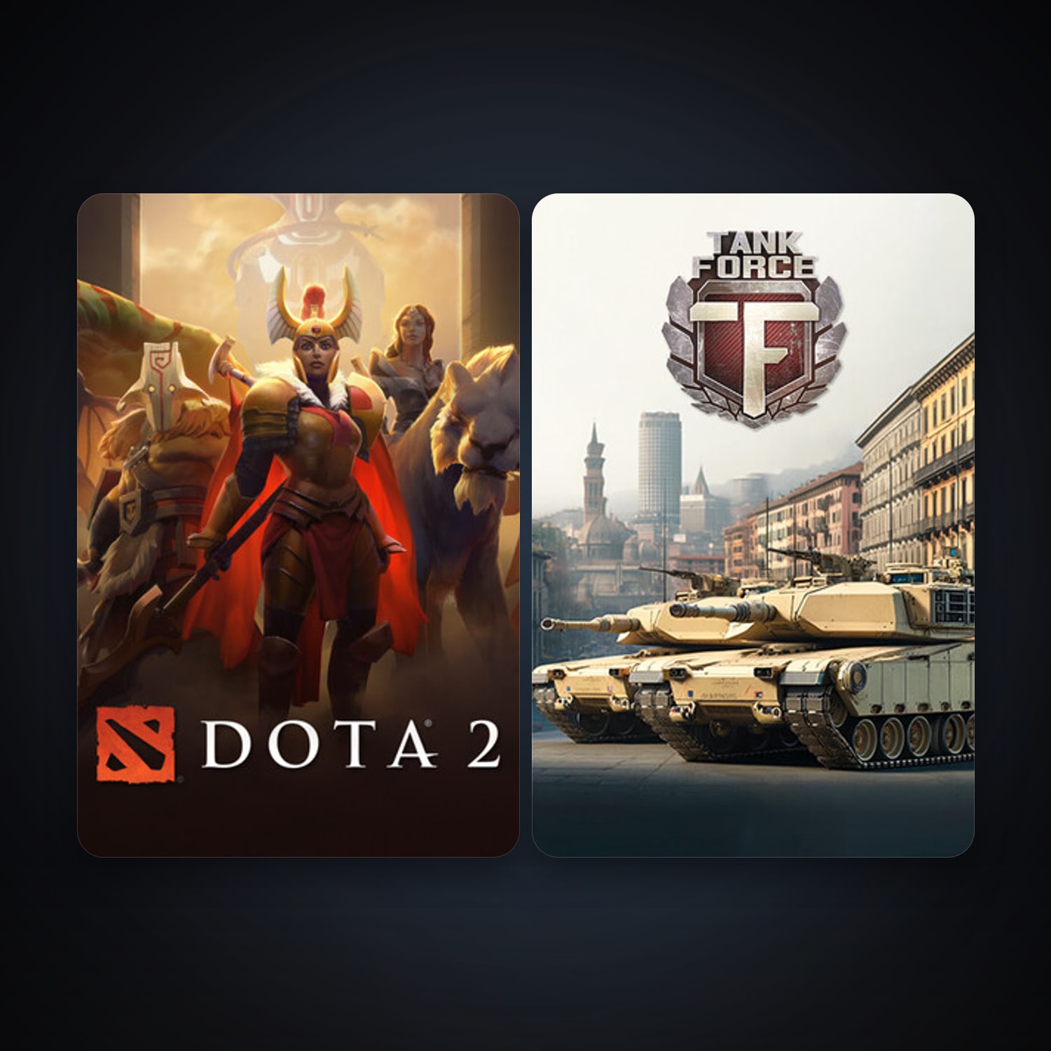 Dota 2 + Tank Force: Online Shooter Game, 3 games, clean — HabibiAccounts