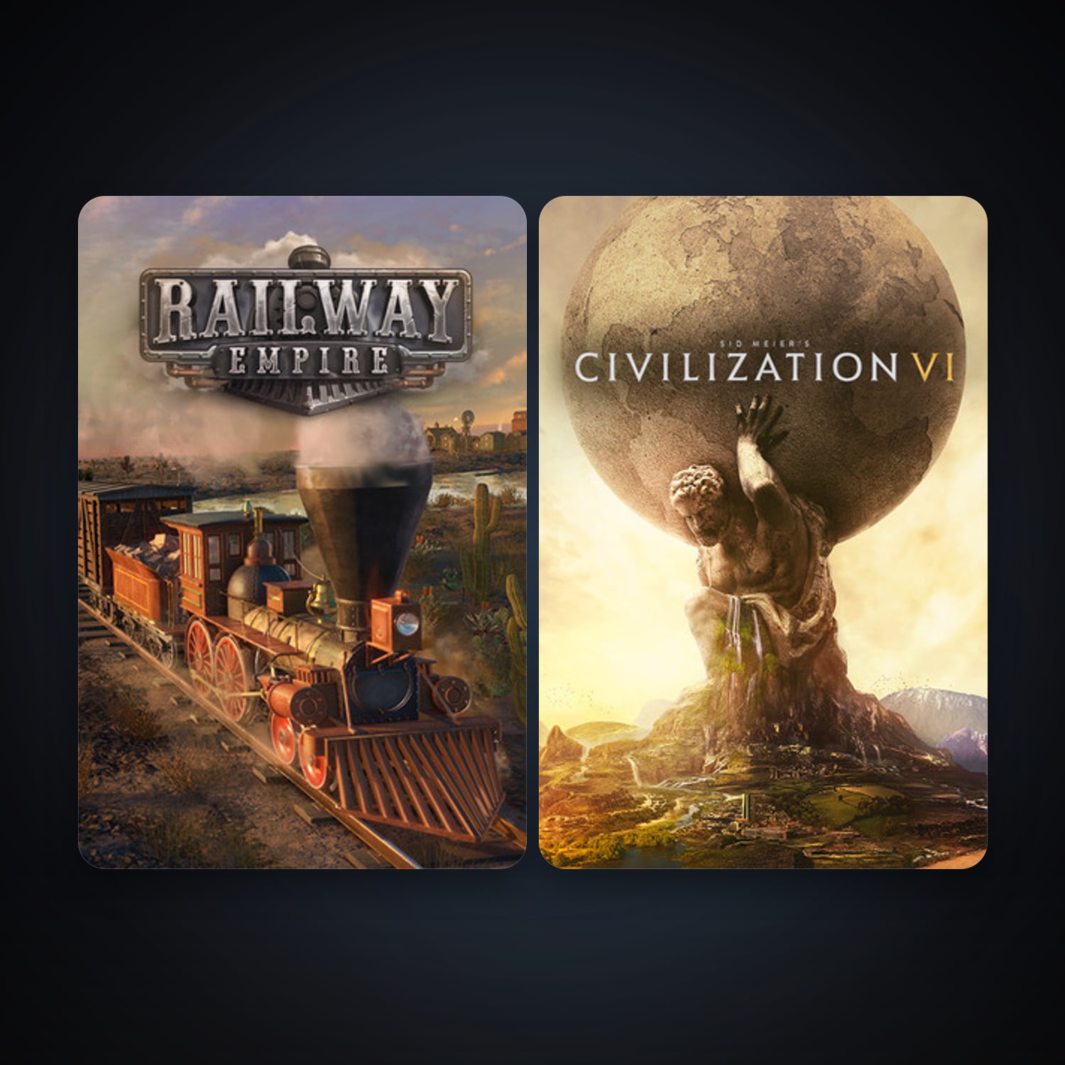 Sid Meier's Civilization VI + Railway Empire, 2 games, clean — HabibiAccounts