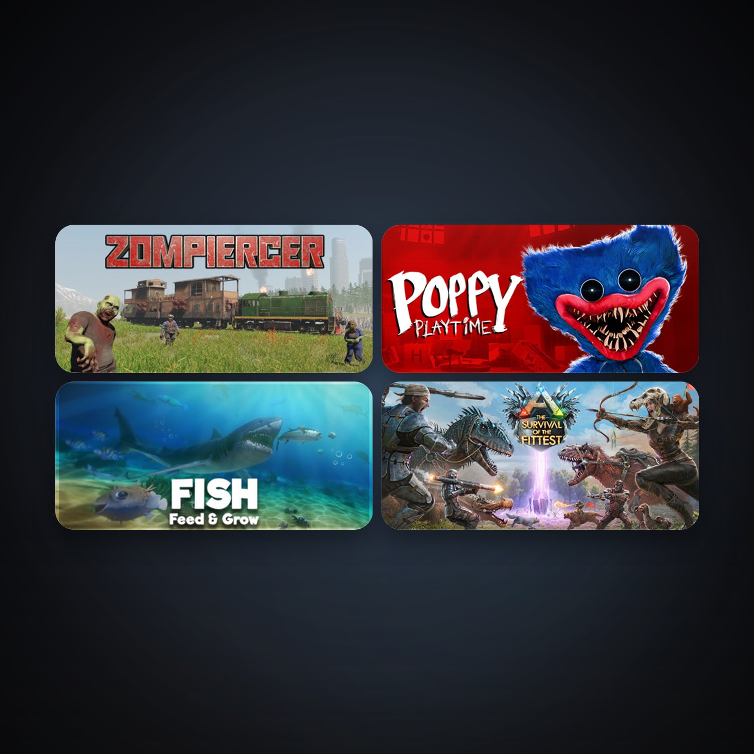 ARK: The Survival Of The Fittest + Feed and Grow: Fish, 10 games, clean — HabibiAccounts