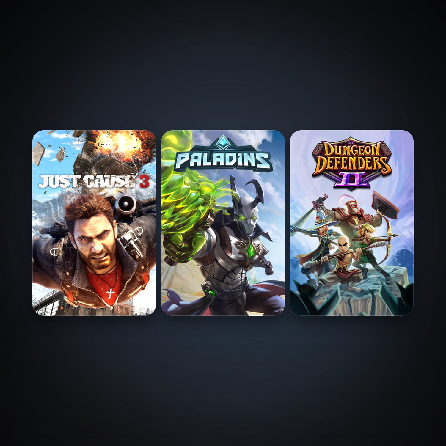 Just Cause 3 + Dungeon Defenders II, 7 games, clean — HabibiAccounts