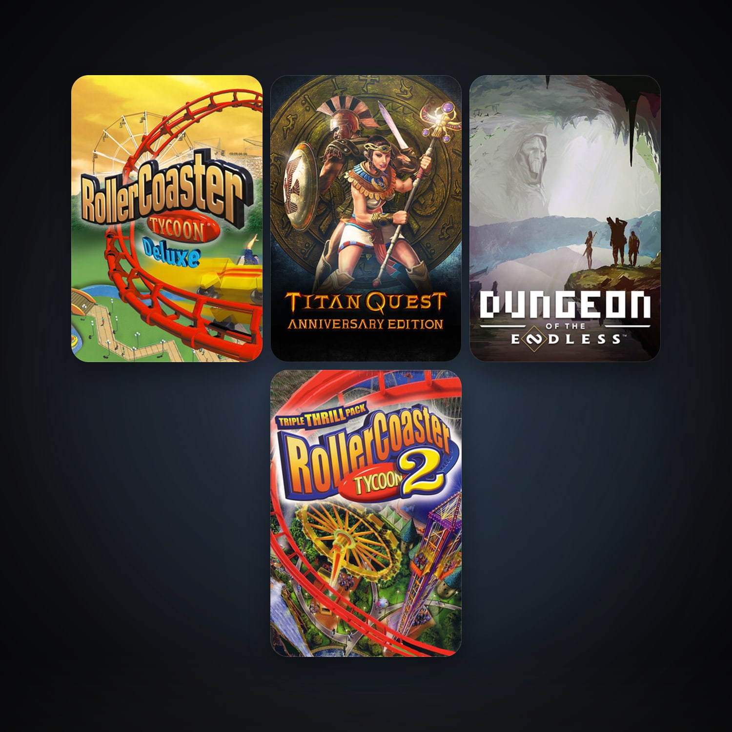 Dungeon of the Endless - Crystal Edition + RollerCoaster Tycoon: Deluxe, 6 games, clean — HabibiAccounts