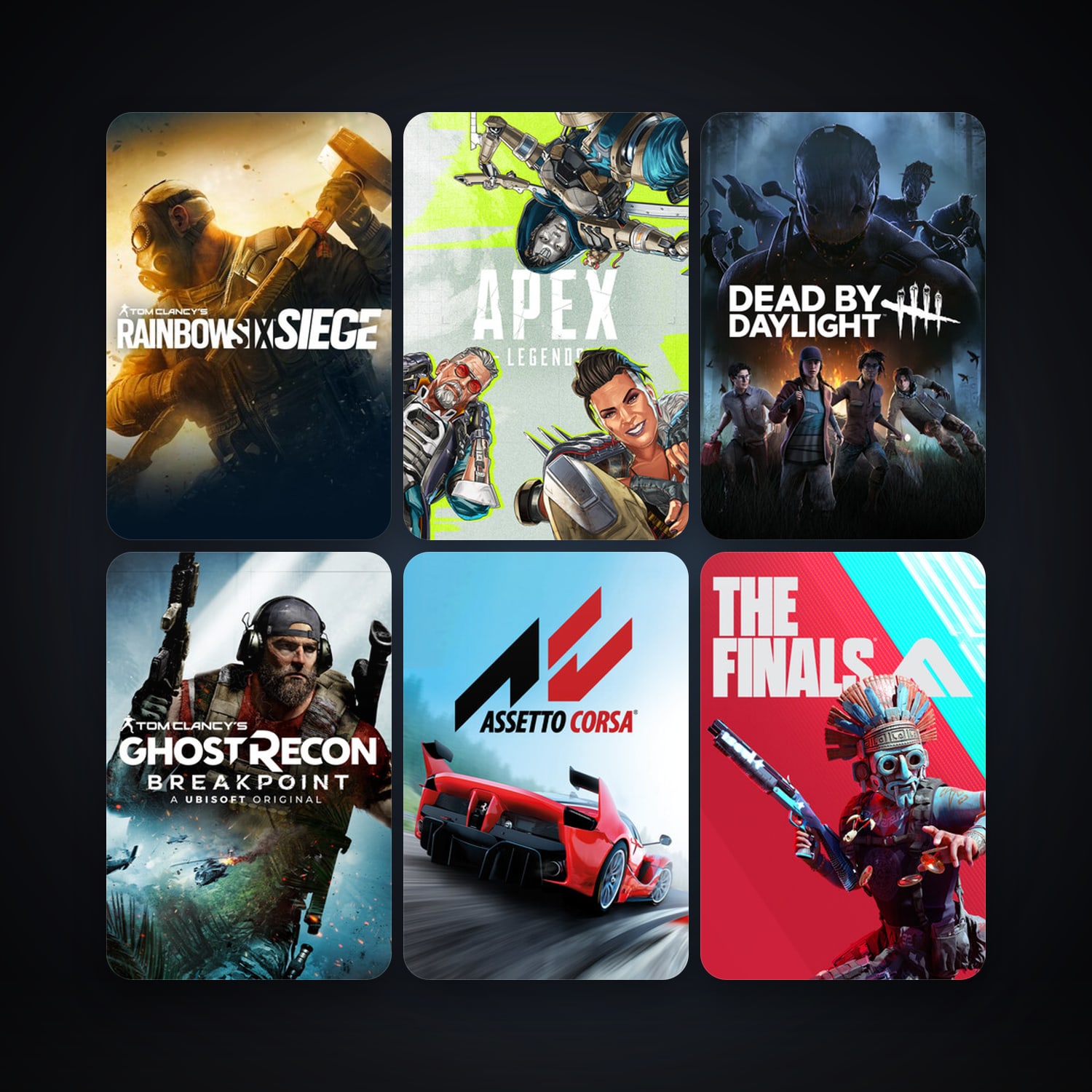 Assetto Corsa + Tom Clancy's Rainbow Six Siege, 18 games, clean — HabibiAccounts