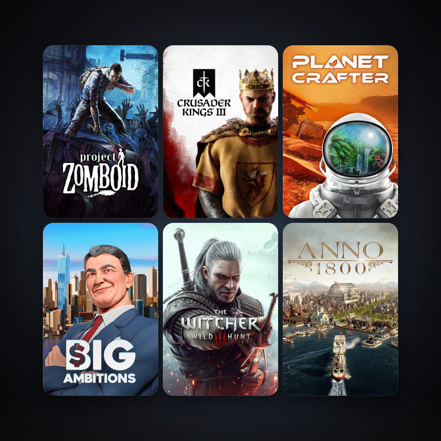 Project Zomboid + The Witcher 3: Wild Hunt, 15 games, clean — HabibiAccounts