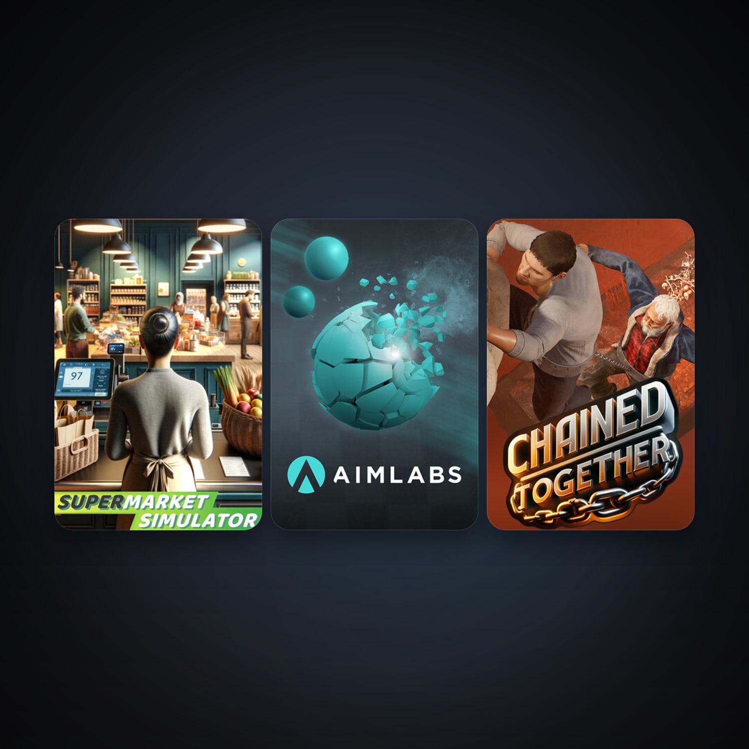 Aimlabs + Chained Together, 3 games, clean — HabibiAccounts