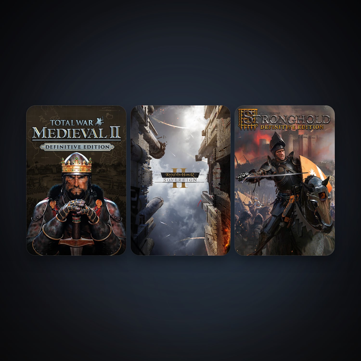Medieval II: Total War + Knights of Honor II: Sovereign, 3 games, clean — HabibiAccounts
