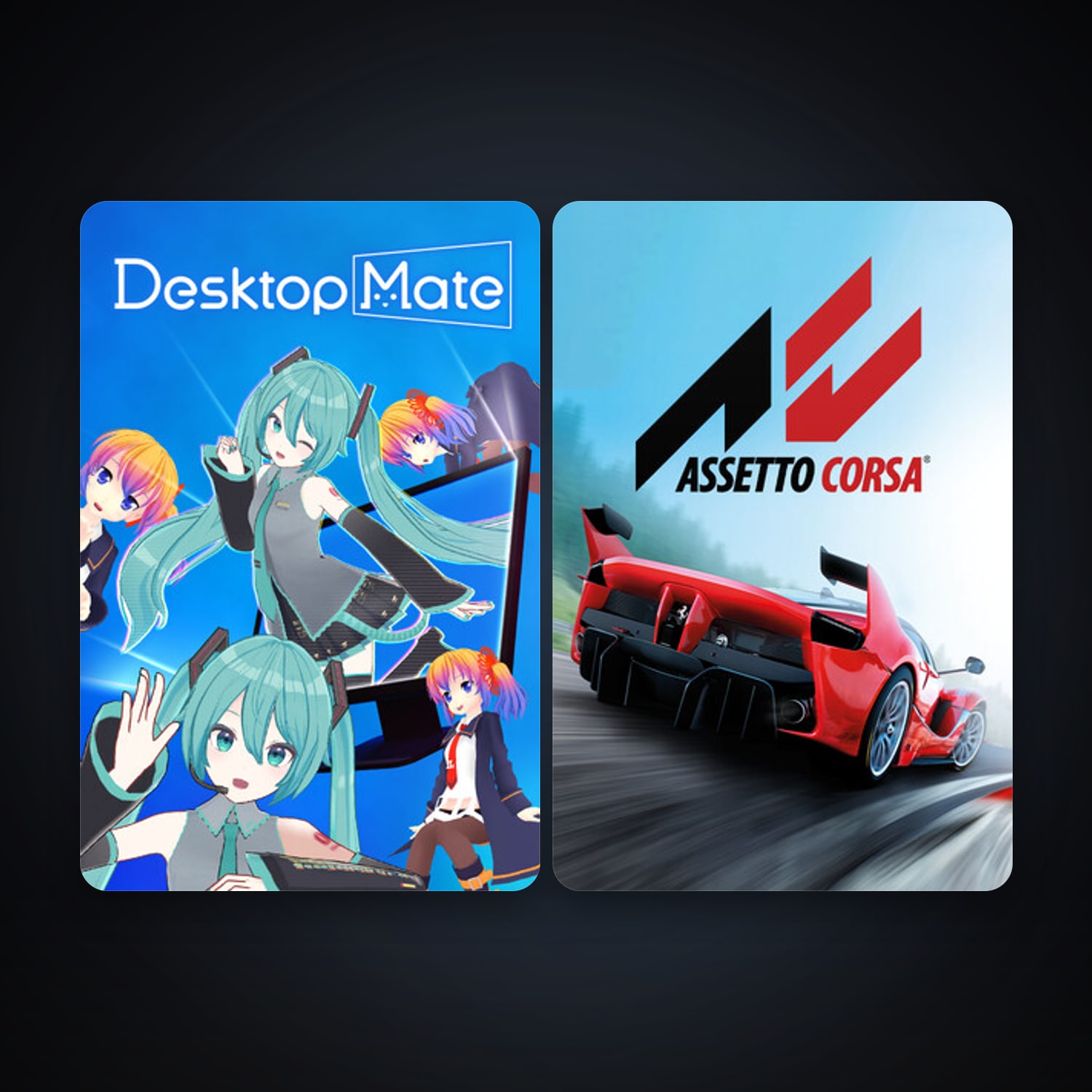 Assetto Corsa + Desktop Mate, 2 games, clean — HabibiAccounts