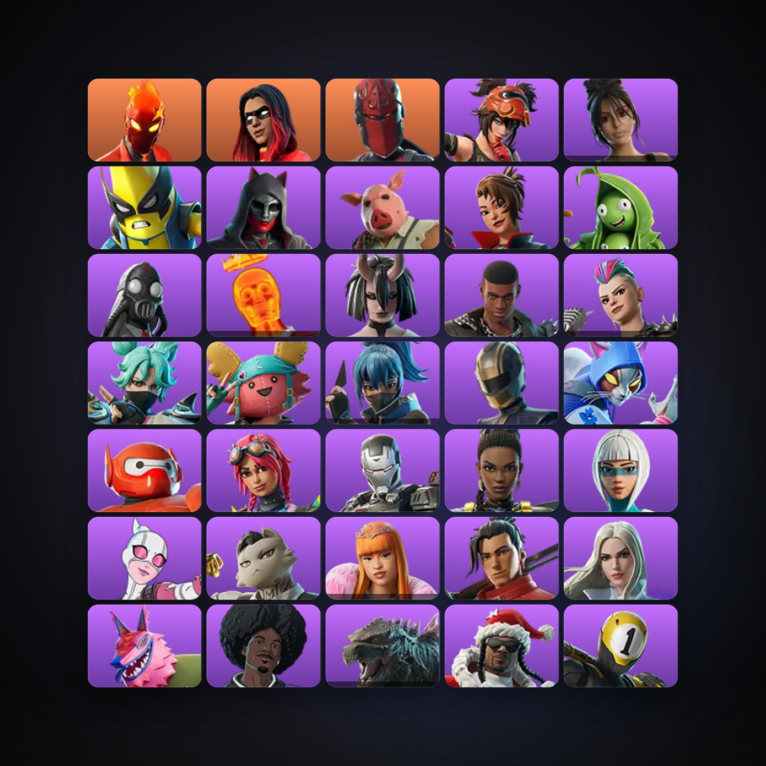 حساب فورتنايت Renegade Raider وInferno، لوكر 63 سكن، 100 فيبوكس، لفل 1500، 117 فوز — HabibiAccounts