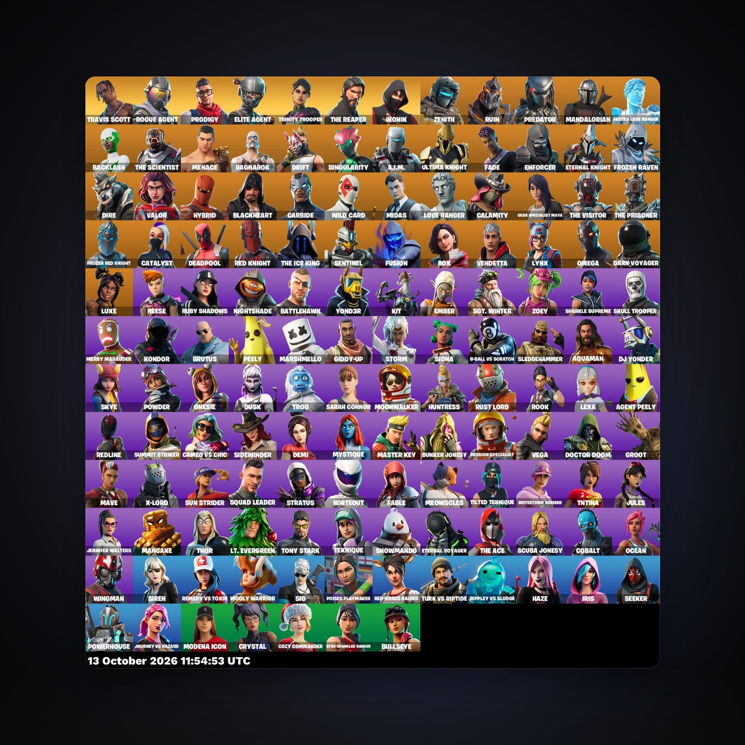Fortnite account with Skull Trooper & Elite Agent — 139 skins — 200 V-Bucks — lvl 1591 — HabibiAccounts