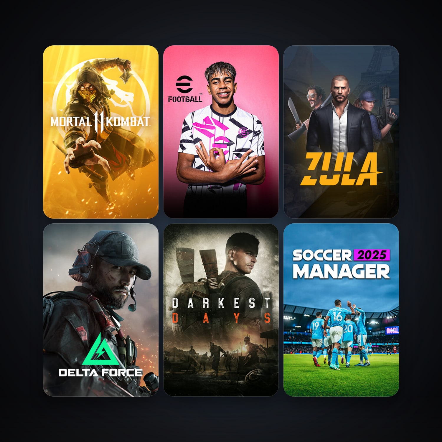 Zula Türkiye + Mortal Kombat 11, 8 games, clean — HabibiAccounts