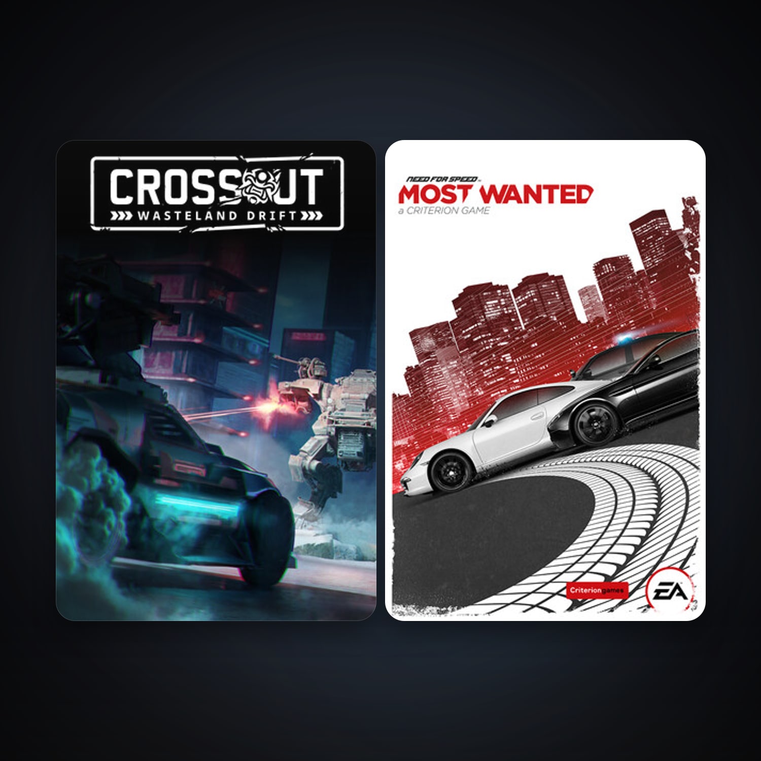 Crossout + Need for Speed Most Wanted, 2 games, clean — HabibiAccounts