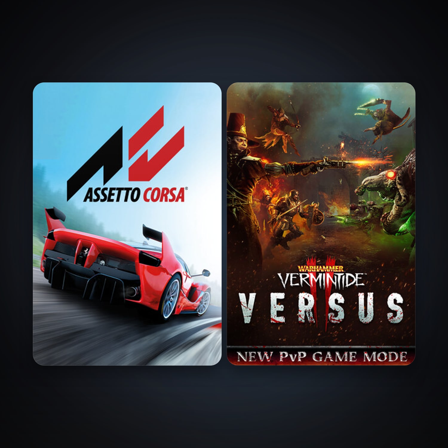 Assetto Corsa + Warhammer: Vermintide 2, 4 games, clean — HabibiAccounts