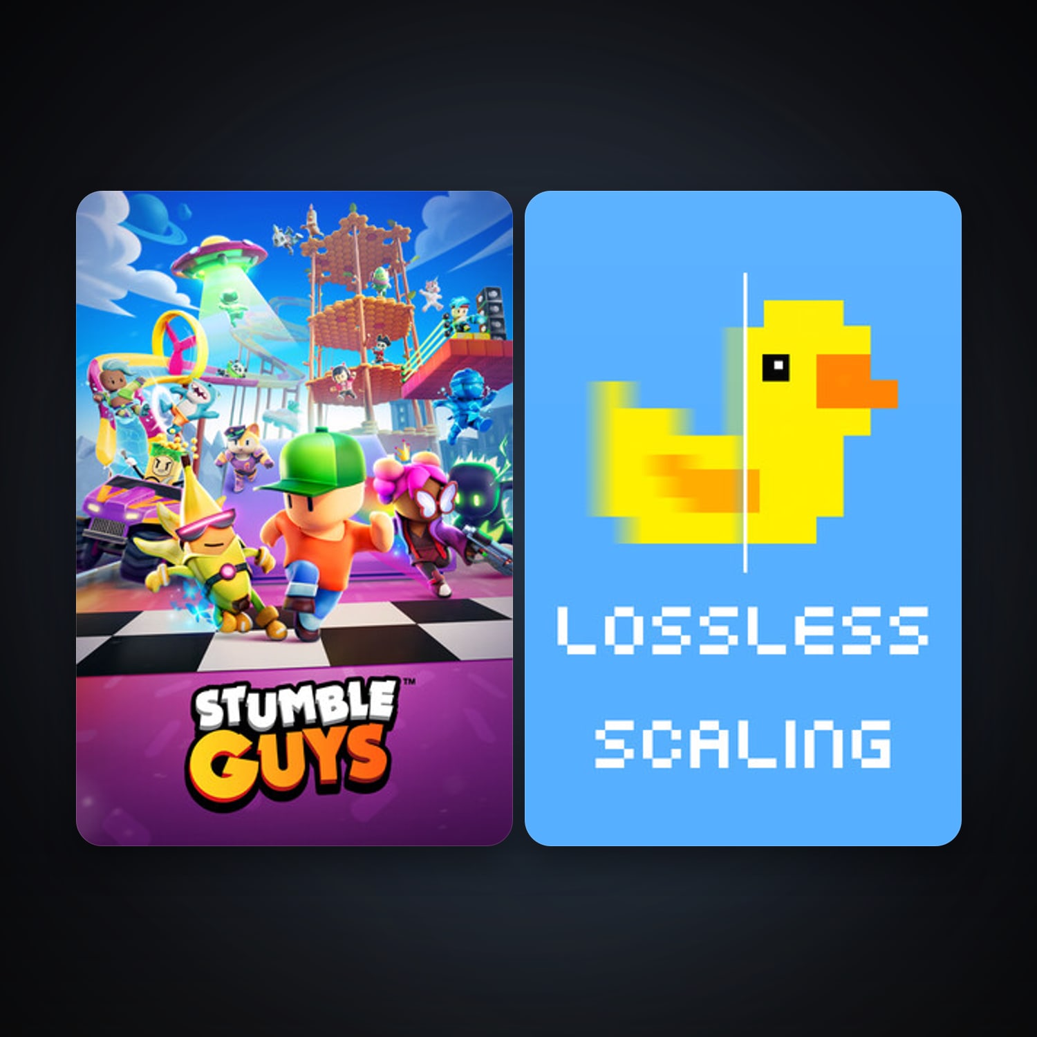 Lossless Scaling + Stumble Guys, 5 games, clean — HabibiAccounts