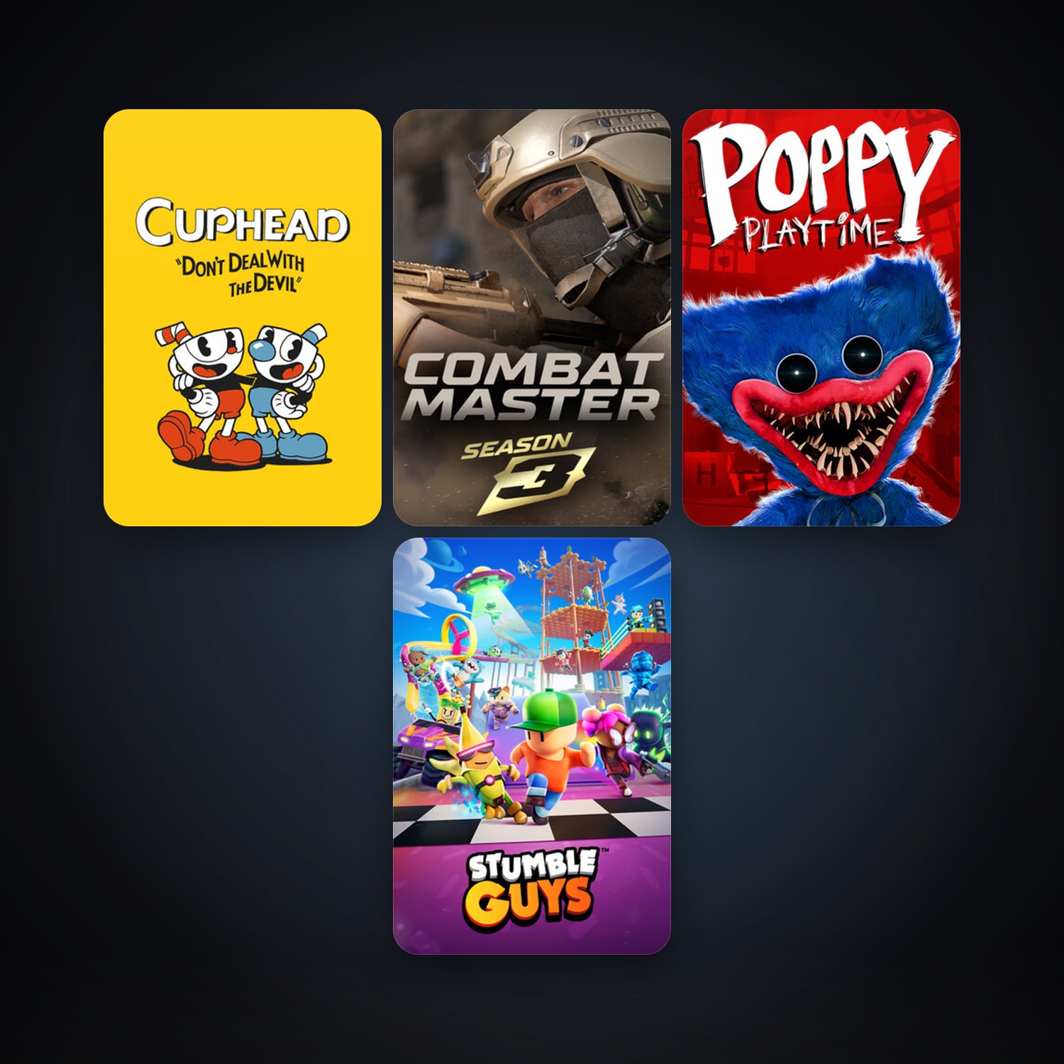 Cuphead + Stumble Guys, 9 games, clean — HabibiAccounts