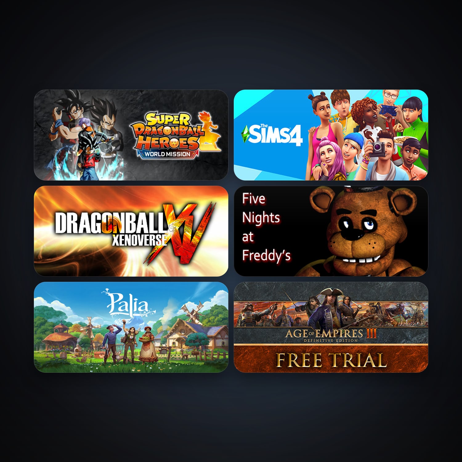 Five Nights at Freddy's + DRAGON BALL XENOVERSE, 9 games, clean — HabibiAccounts