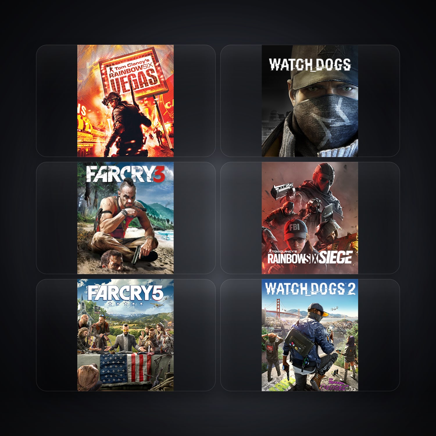 Ubisoft Tom Clancy's Rainbow Six Vegas + Watch_Dogs — CA — 8 games — HabibiAccounts
