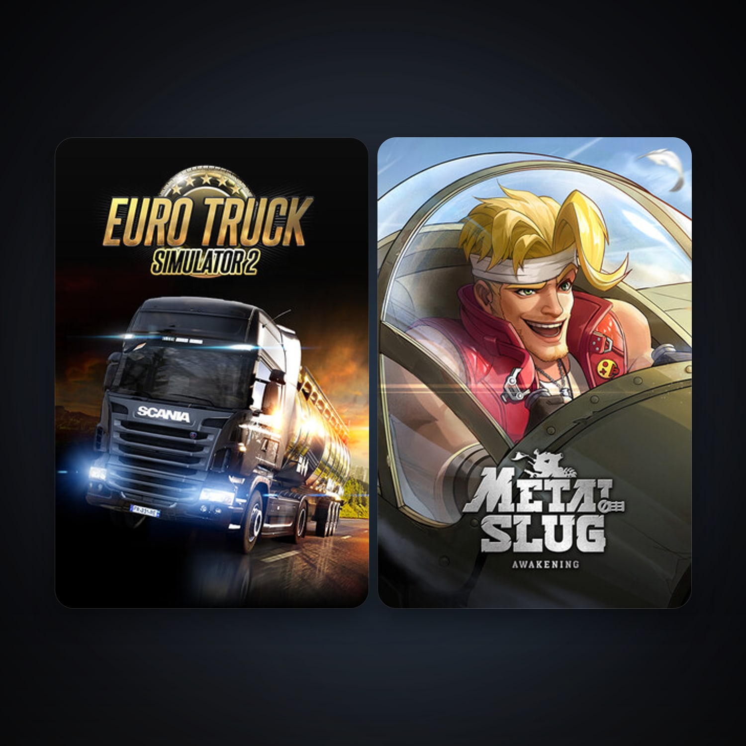 Euro Truck Simulator 2 + Metal Slug: Awakening, 4 games, clean — HabibiAccounts