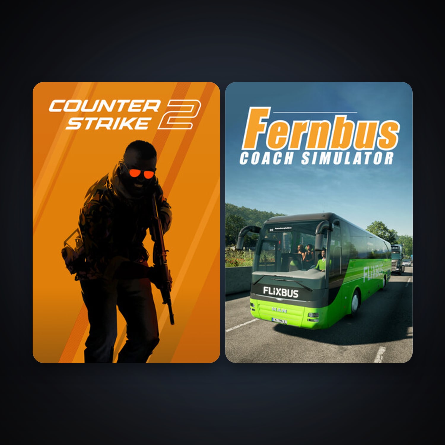 CS2 Prime + Fernbus Simulator, 2 games, clean — HabibiAccounts